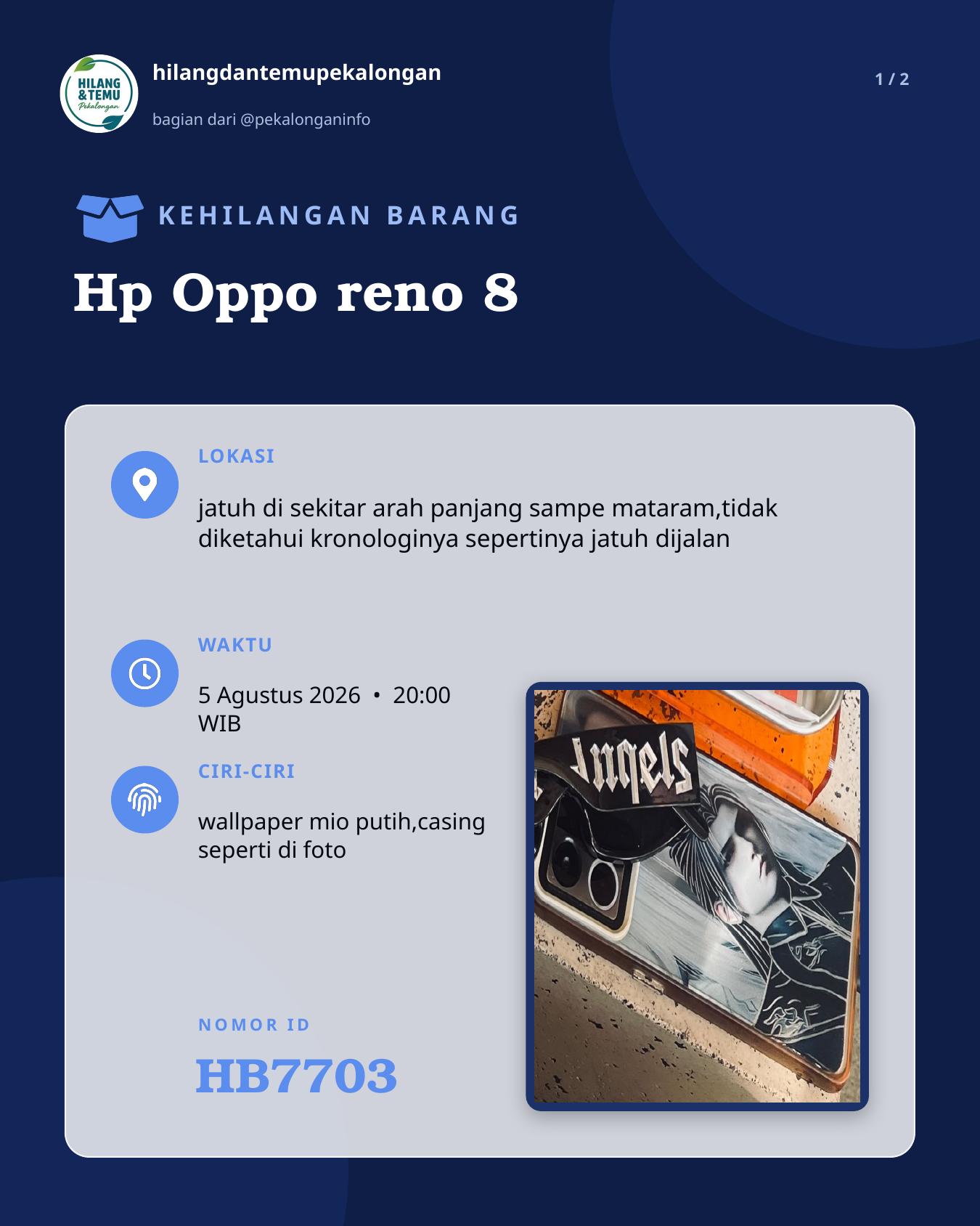 Slide laporan Hp Oppo reno 8 (HB7703)