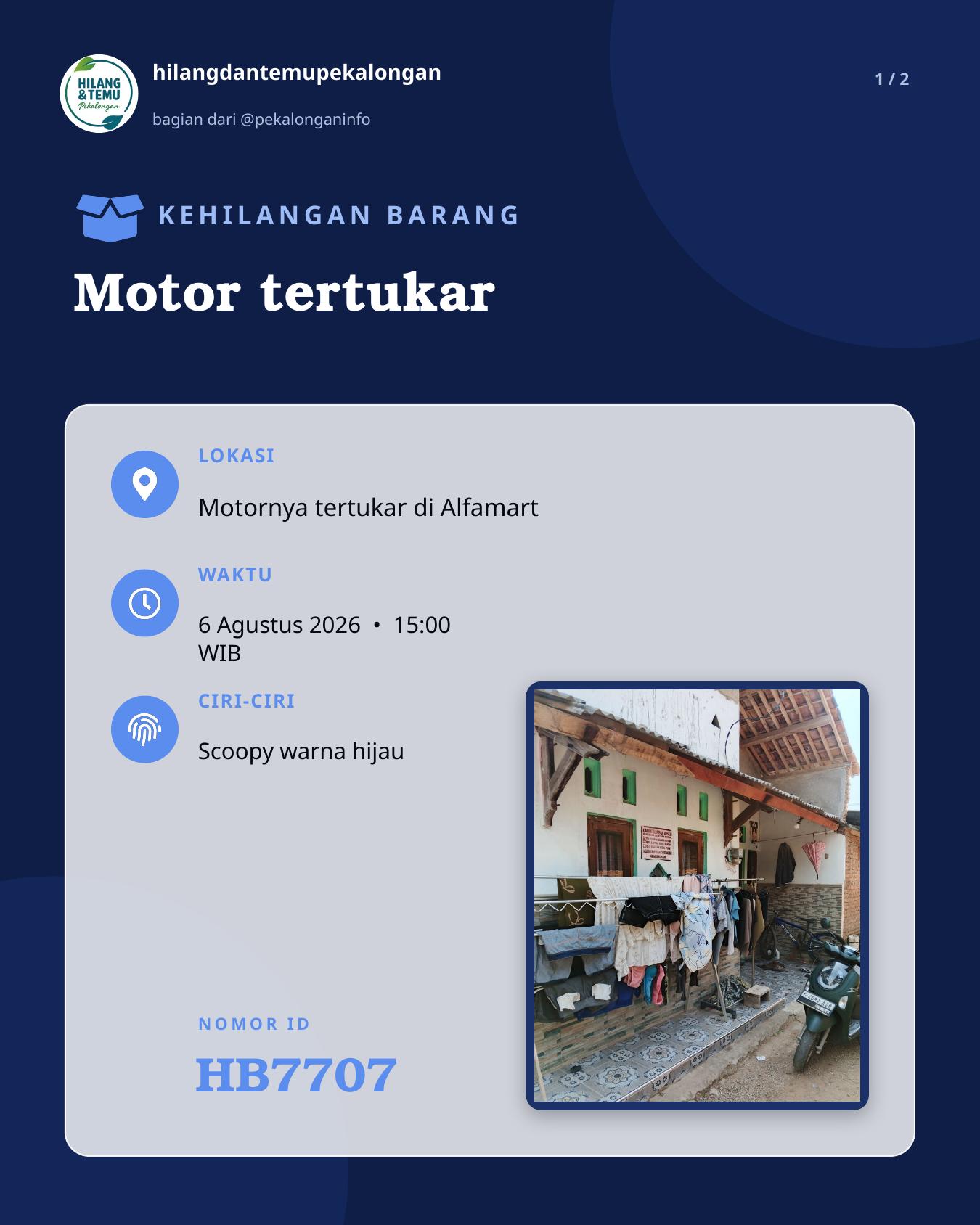 Slide laporan Motor tertukar (HB7707)