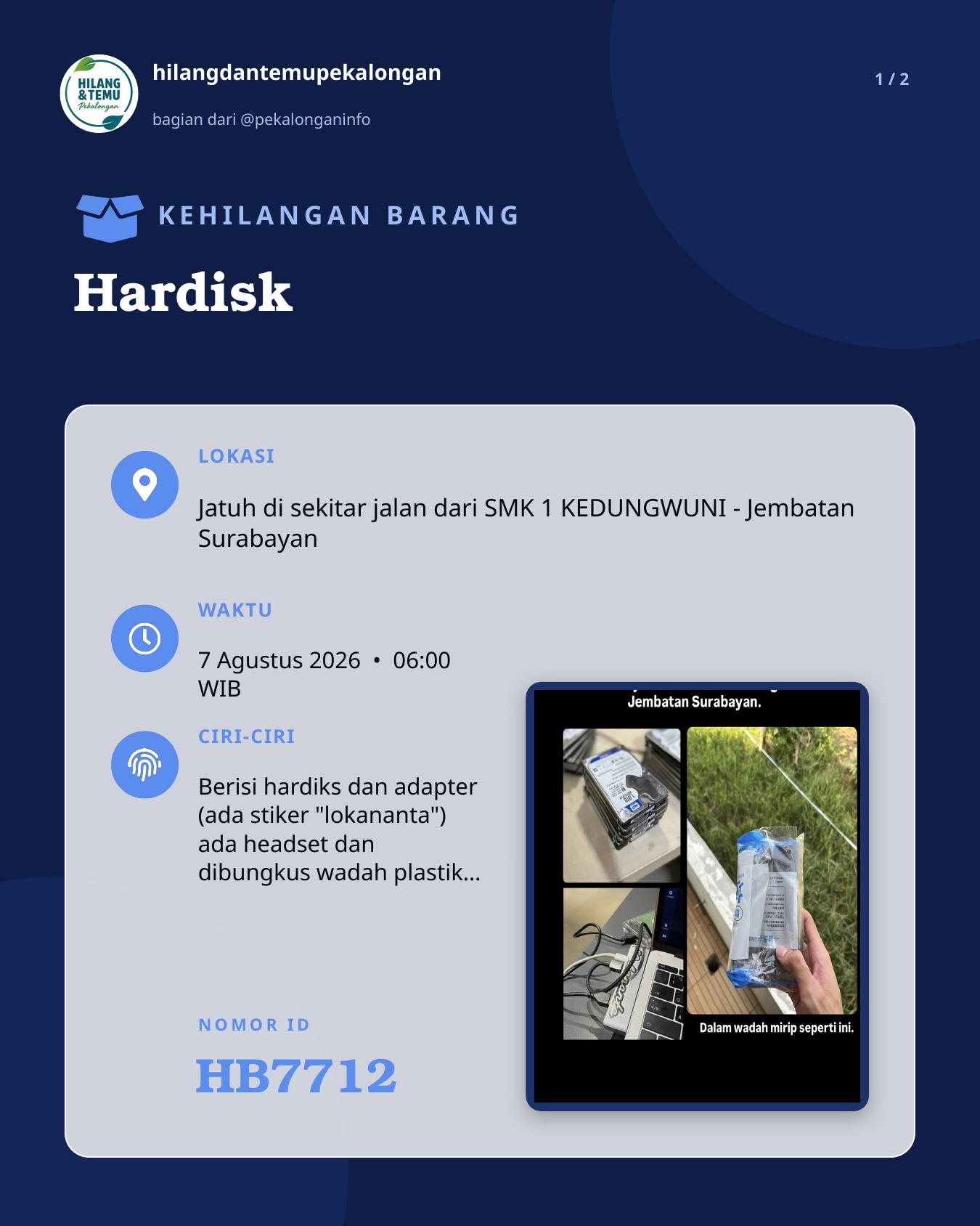 Slide laporan Hardisk (HB7712)