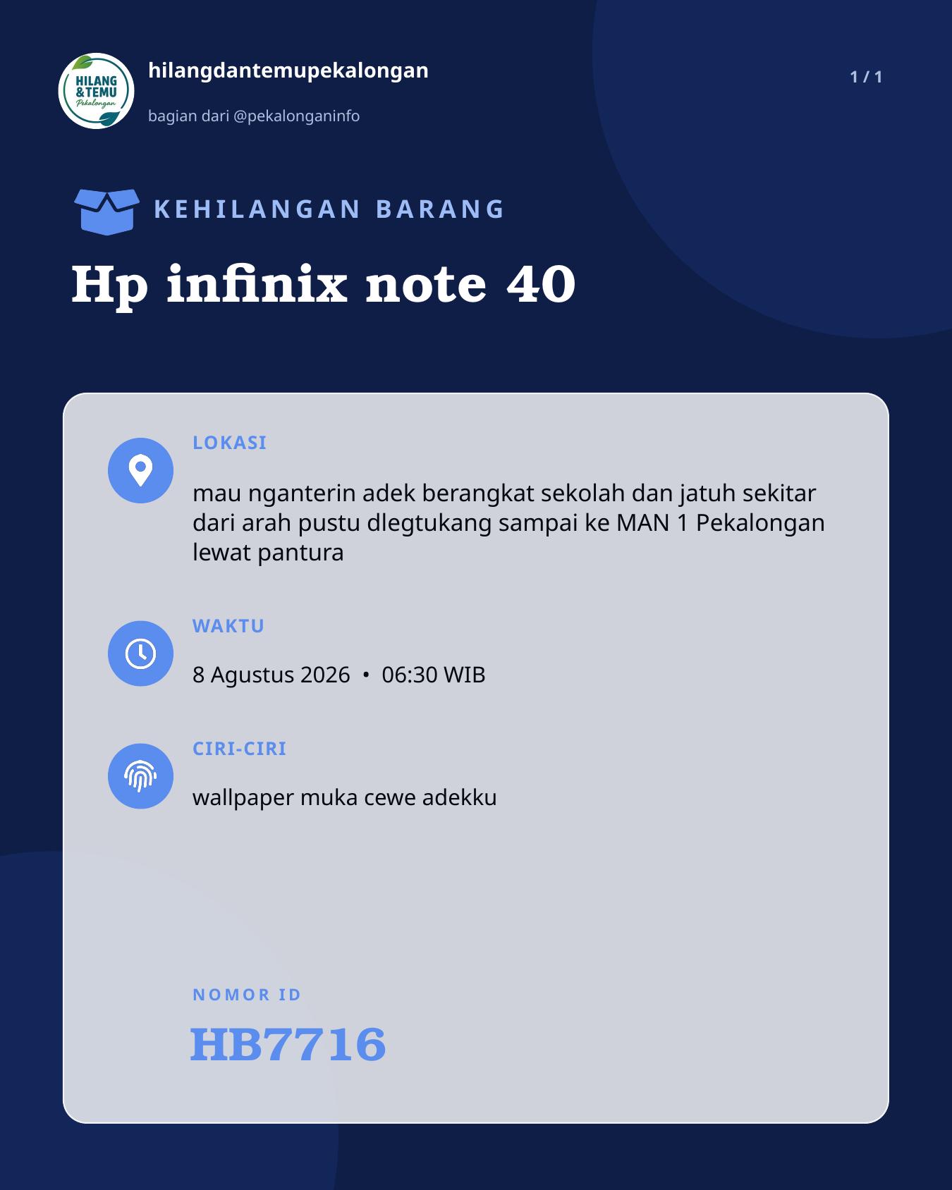 Slide laporan Hp infinix note 40 (HB7716)