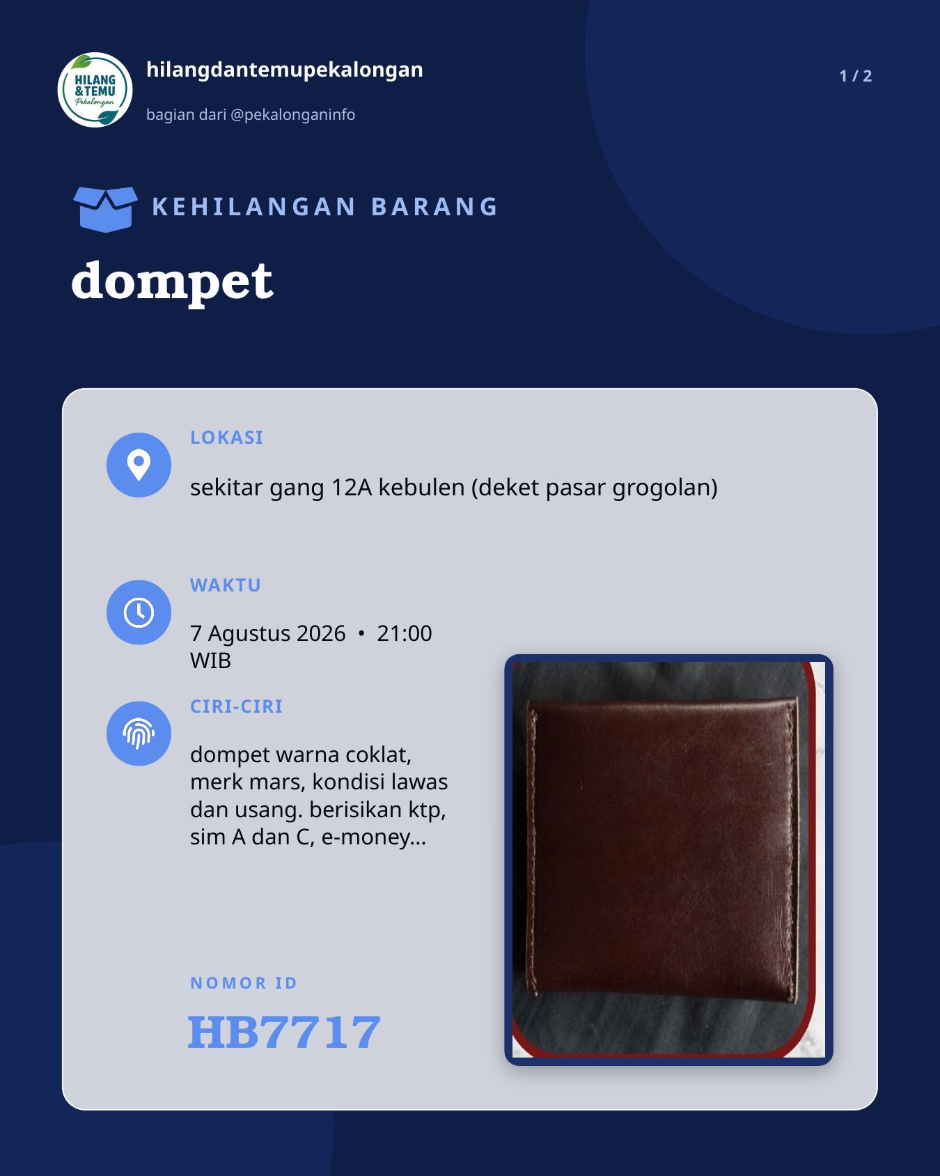 Slide laporan dompet (HB7717)