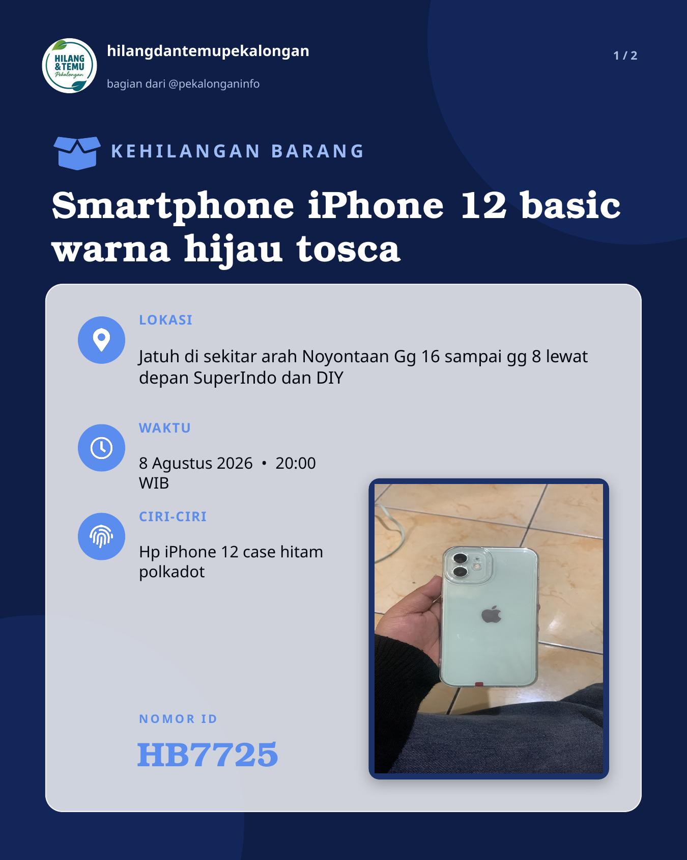 Slide laporan Smartphone iPhone 12 basic warna hijau tosca (HB7725)