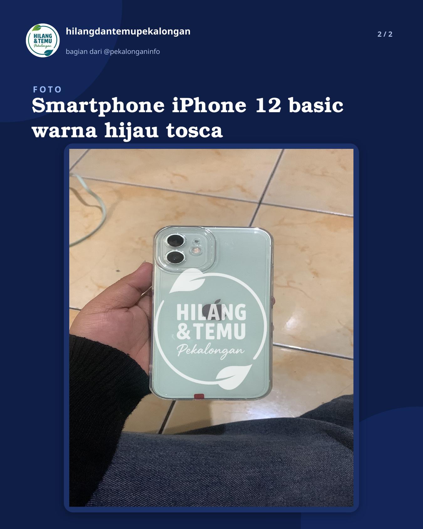 Slide 2 laporan Smartphone iPhone 12 basic warna hijau tosca