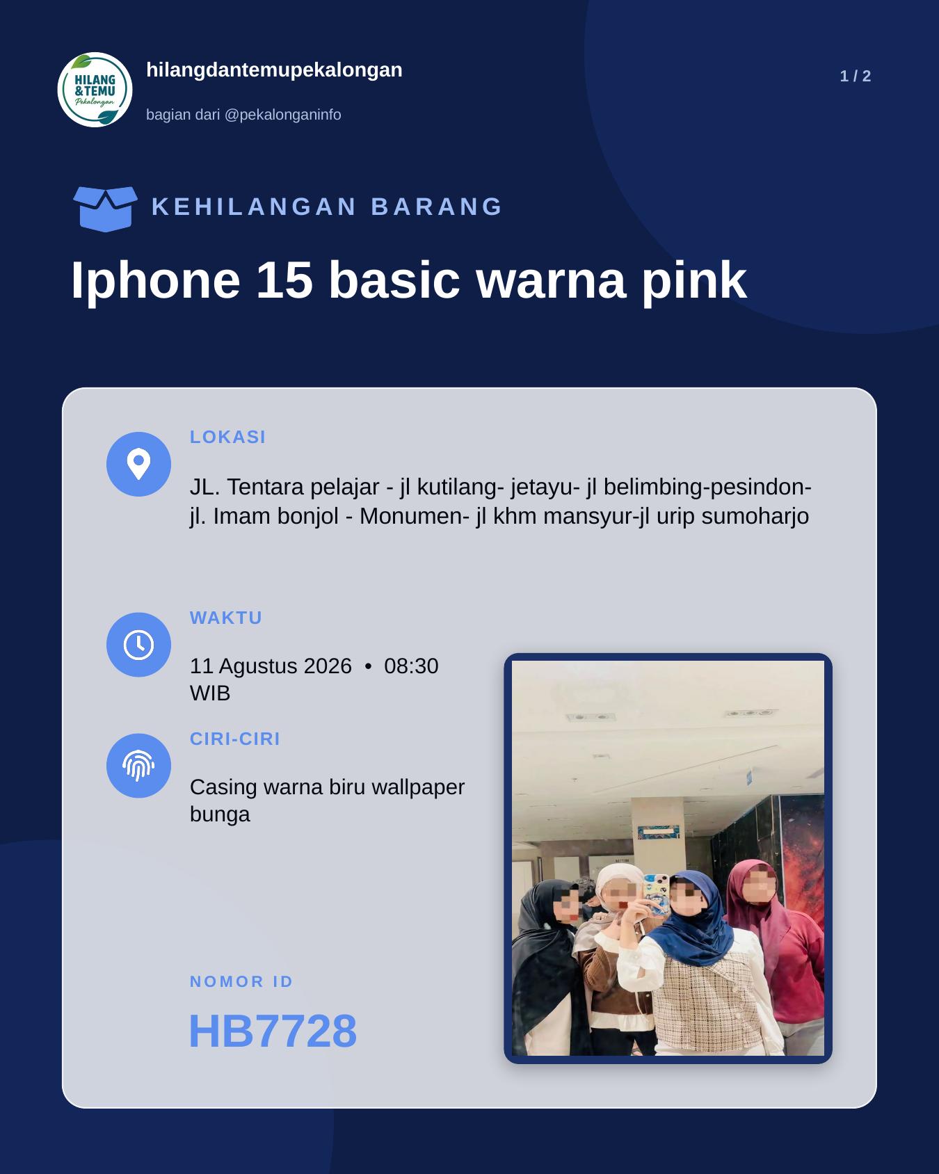 Slide 1 laporan Iphone 15 basic warna pink