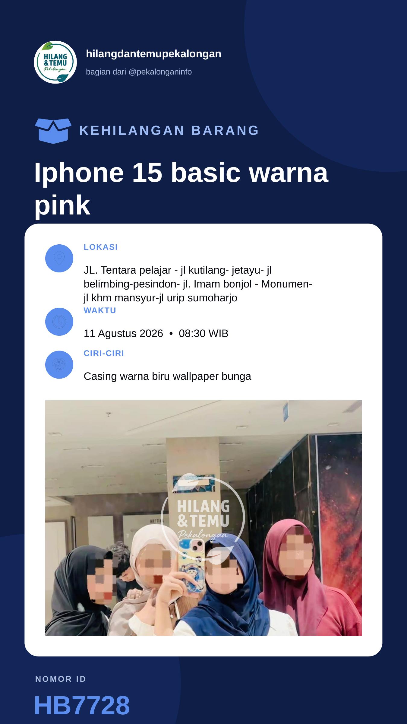 Story 9:16 laporan Iphone 15 basic warna pink