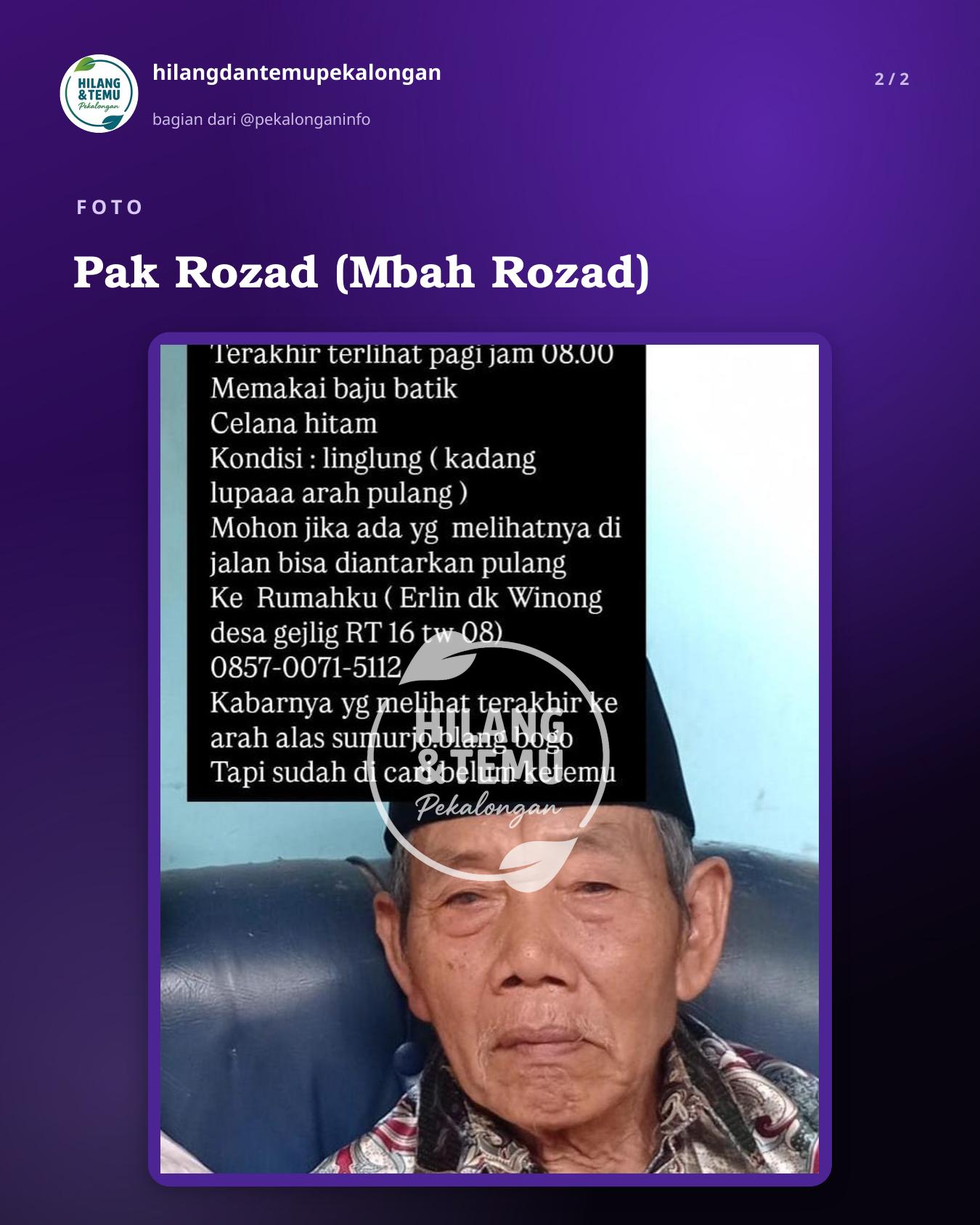 Slide 2 laporan Pak Rozad (Mbah Rozad)