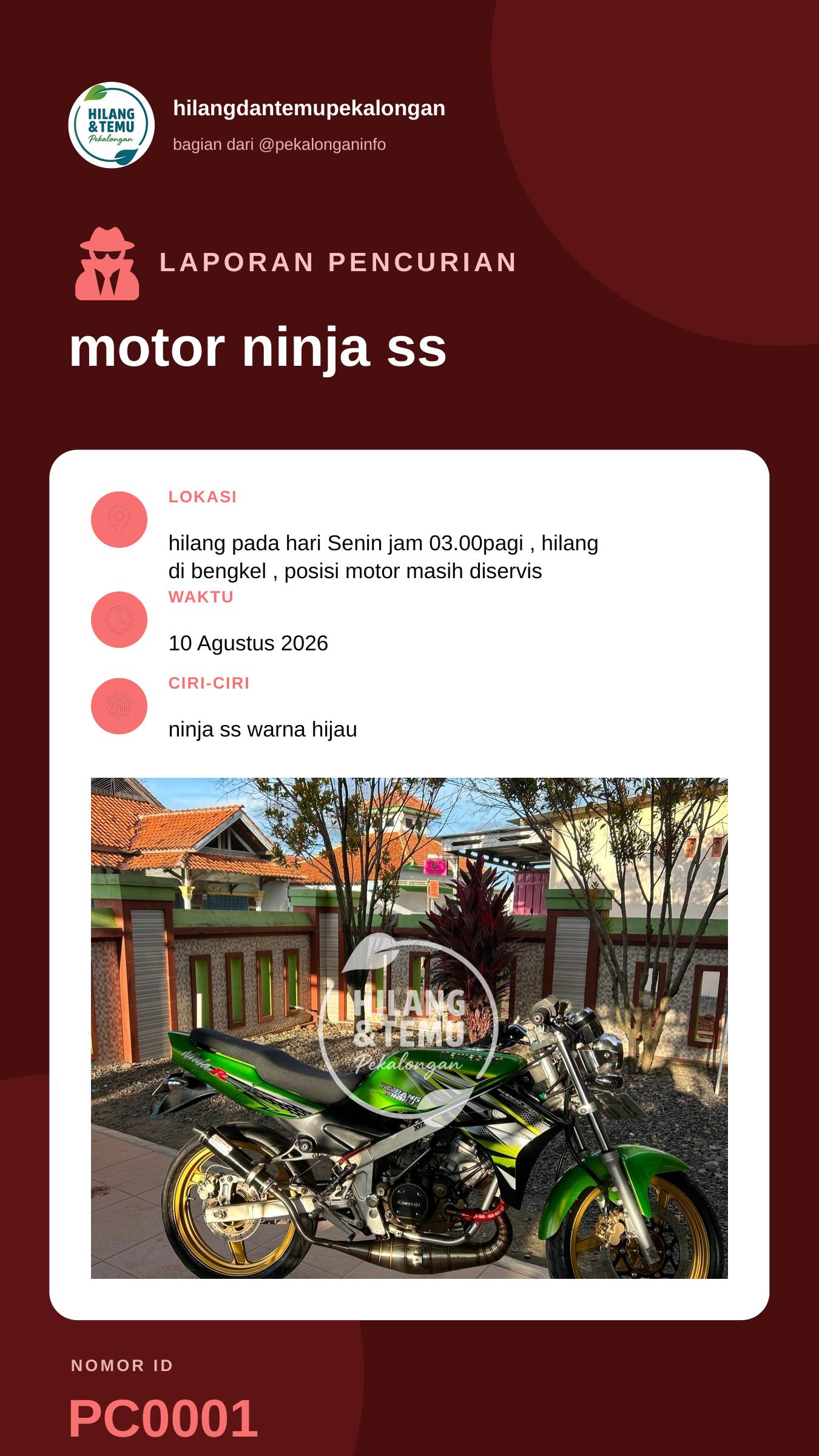 Story 9:16 laporan motor ninja ss