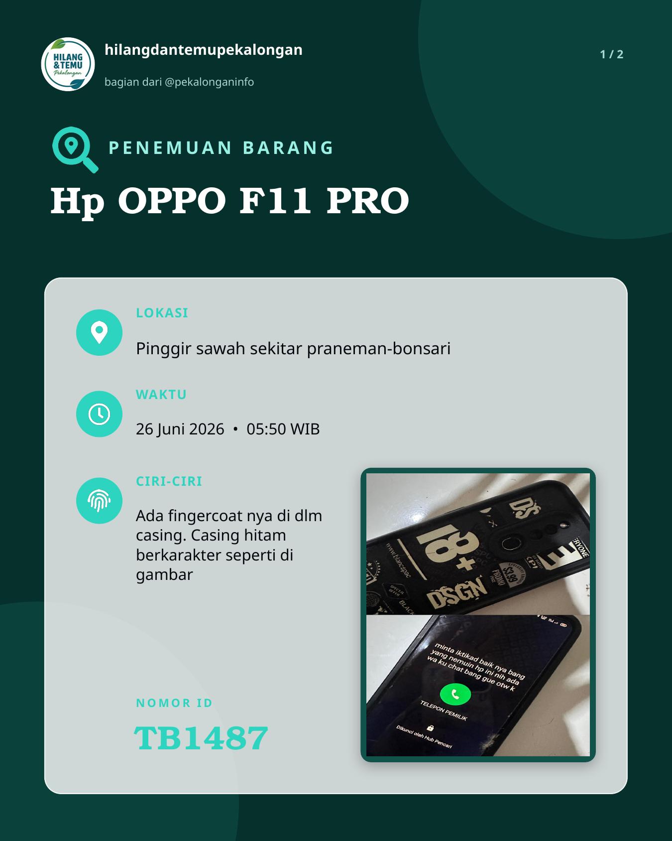 Slide laporan Hp OPPO F11 PRO (TB1487)