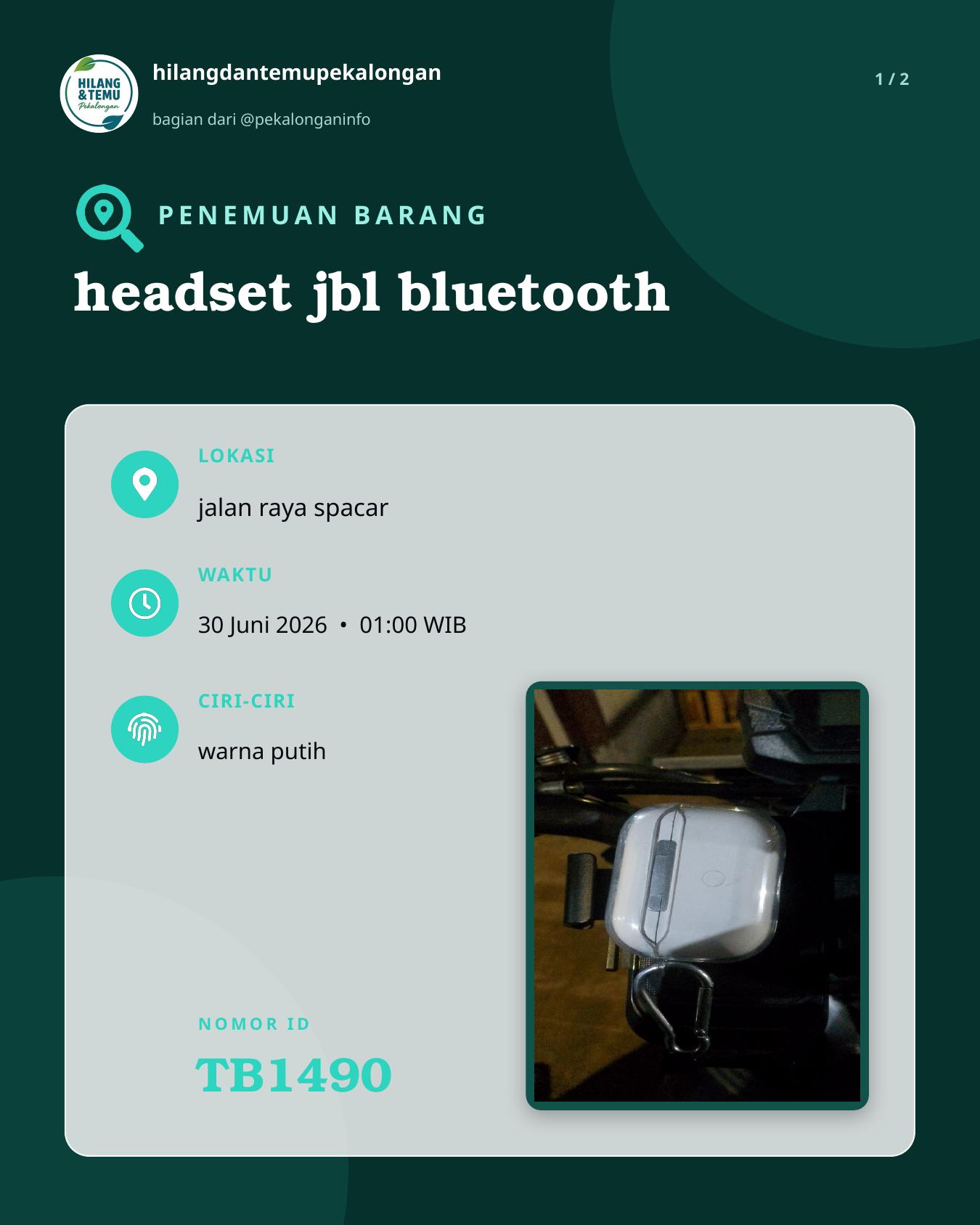 Slide laporan headset jbl bluetooth (TB1490)