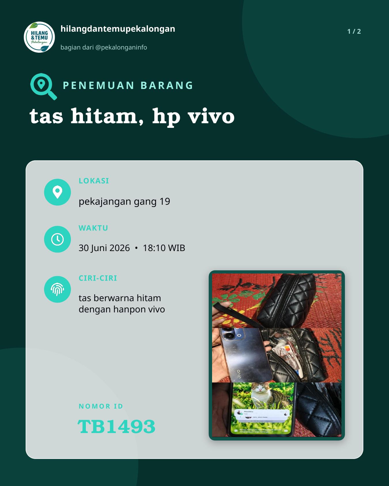 Slide laporan tas hitam, hp vivo (TB1493)