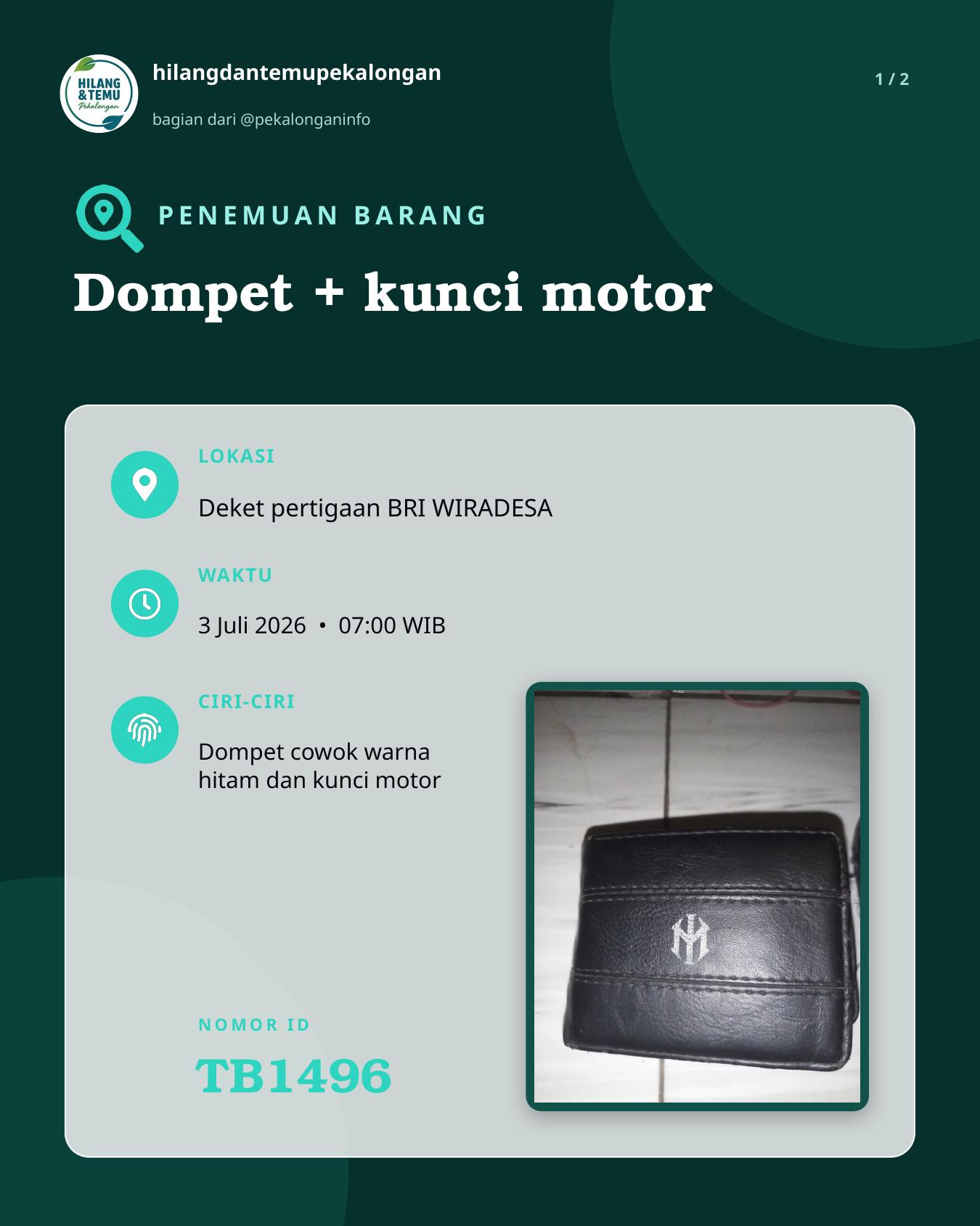 Slide laporan Dompet + kunci motor (TB1496)