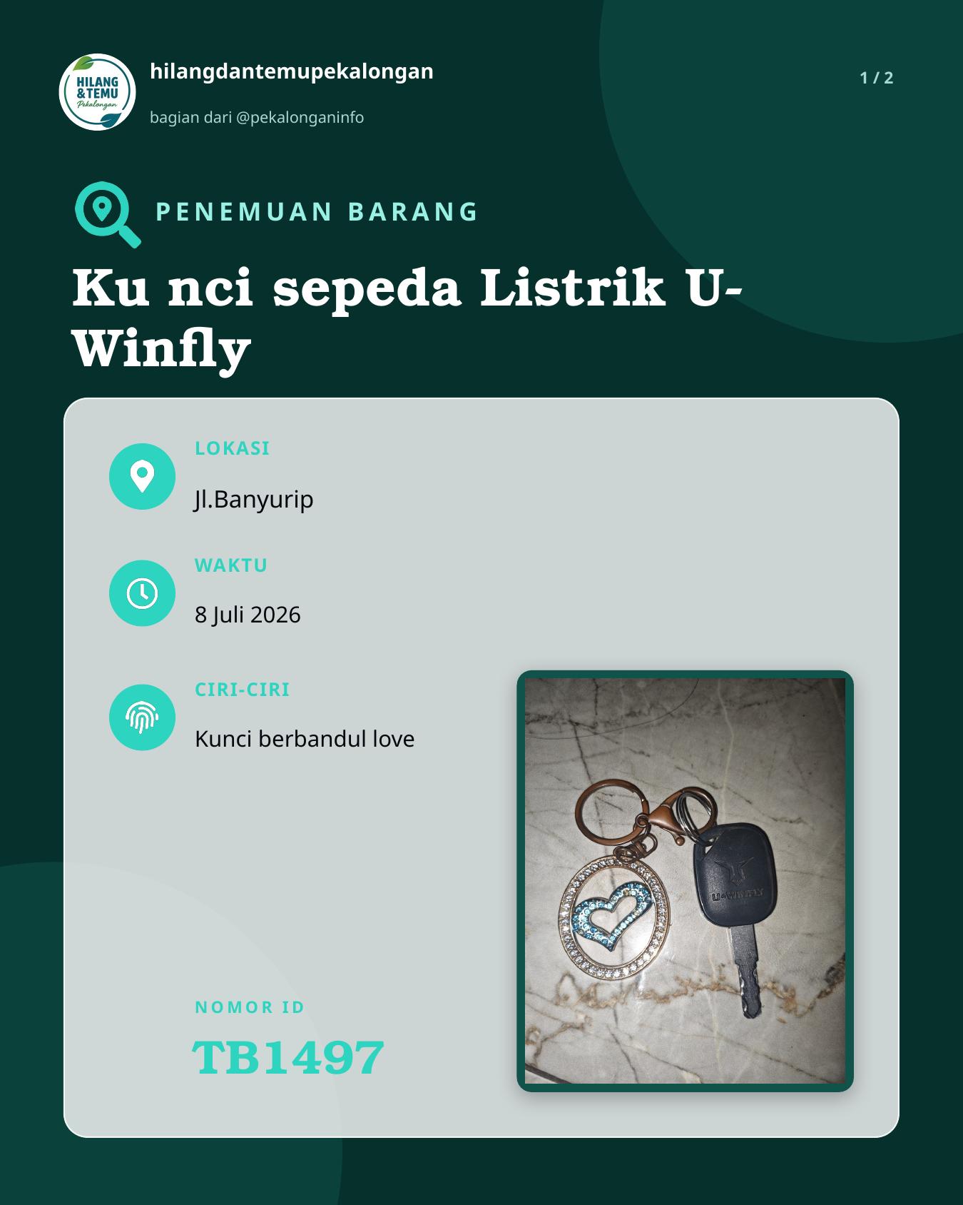 Slide laporan Ku nci sepeda Listrik U-Winfly (TB1497)