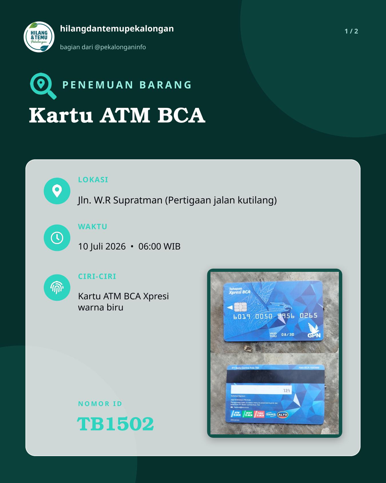 Slide laporan Kartu ATM BCA (TB1502)