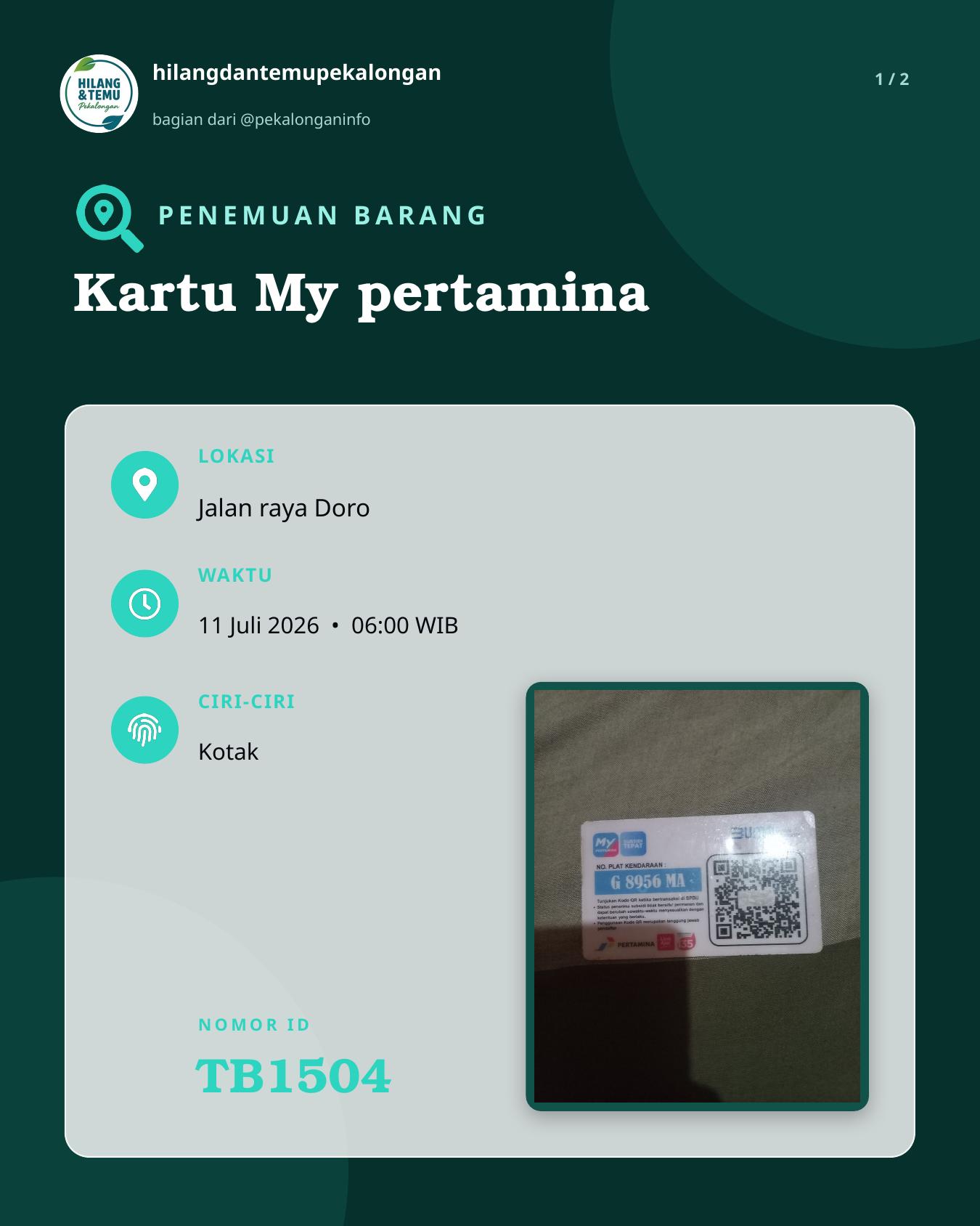 Slide laporan Kartu My pertamina (TB1504)