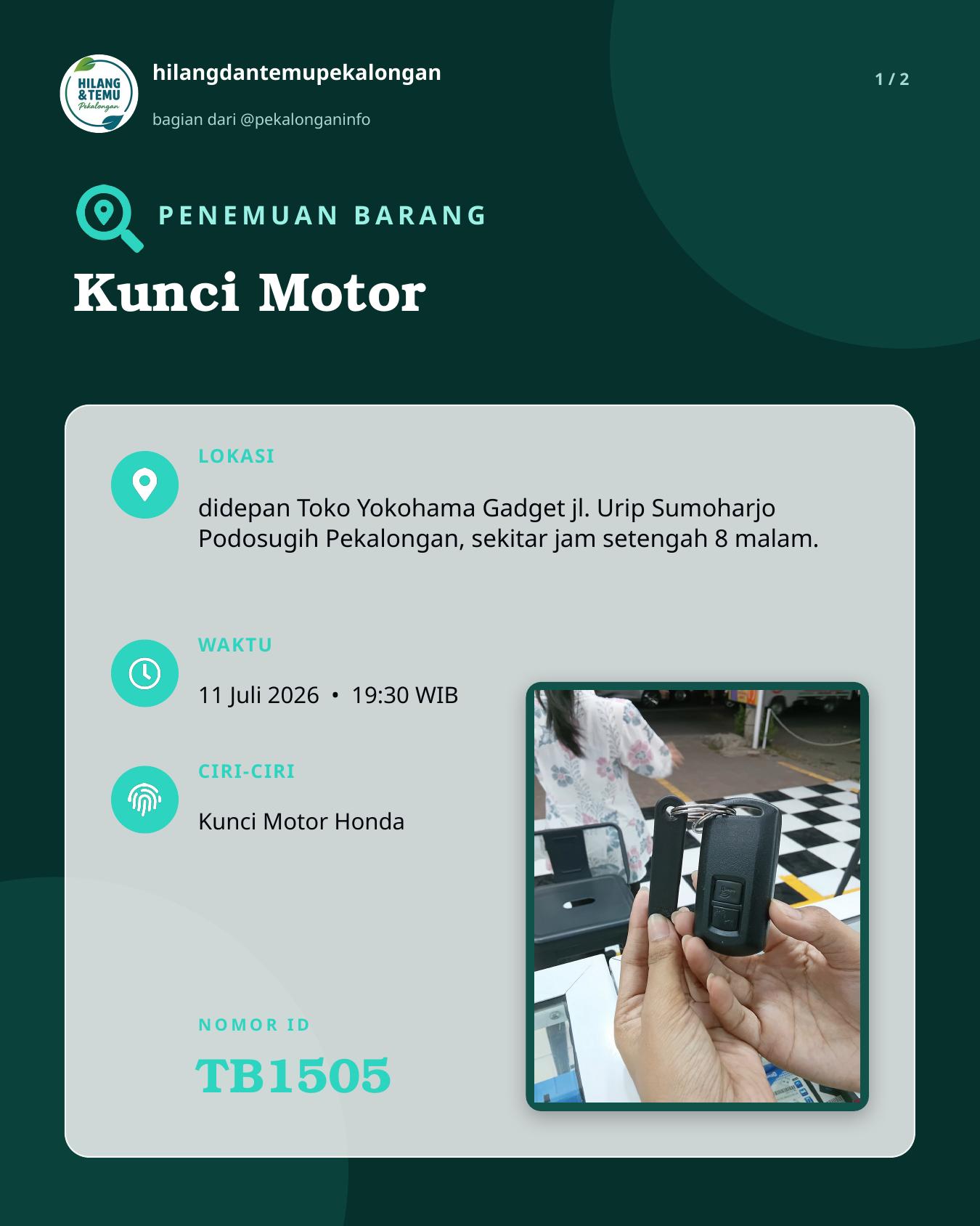 Slide laporan Kunci Motor (TB1505)