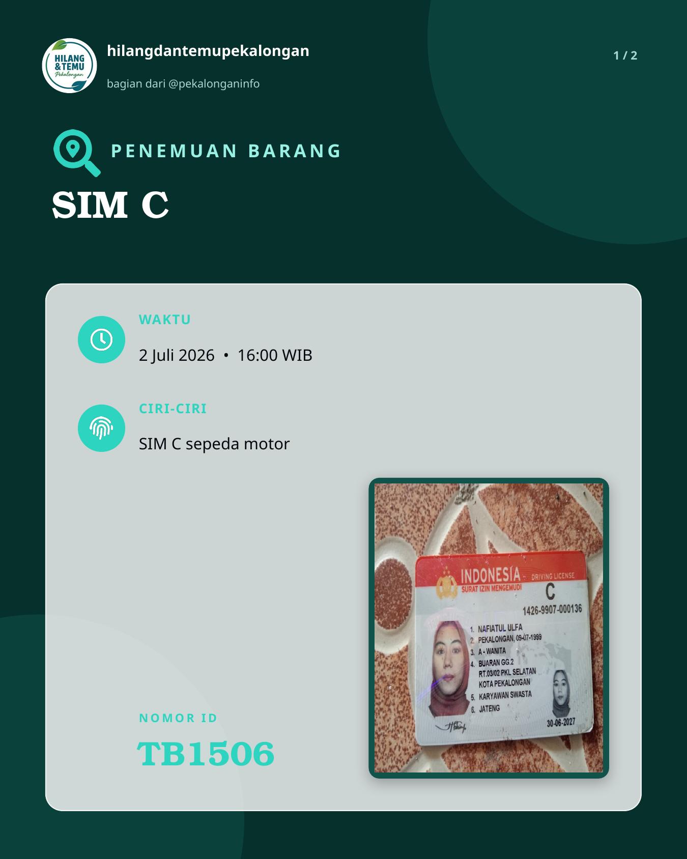 Slide laporan SIM C (TB1506)