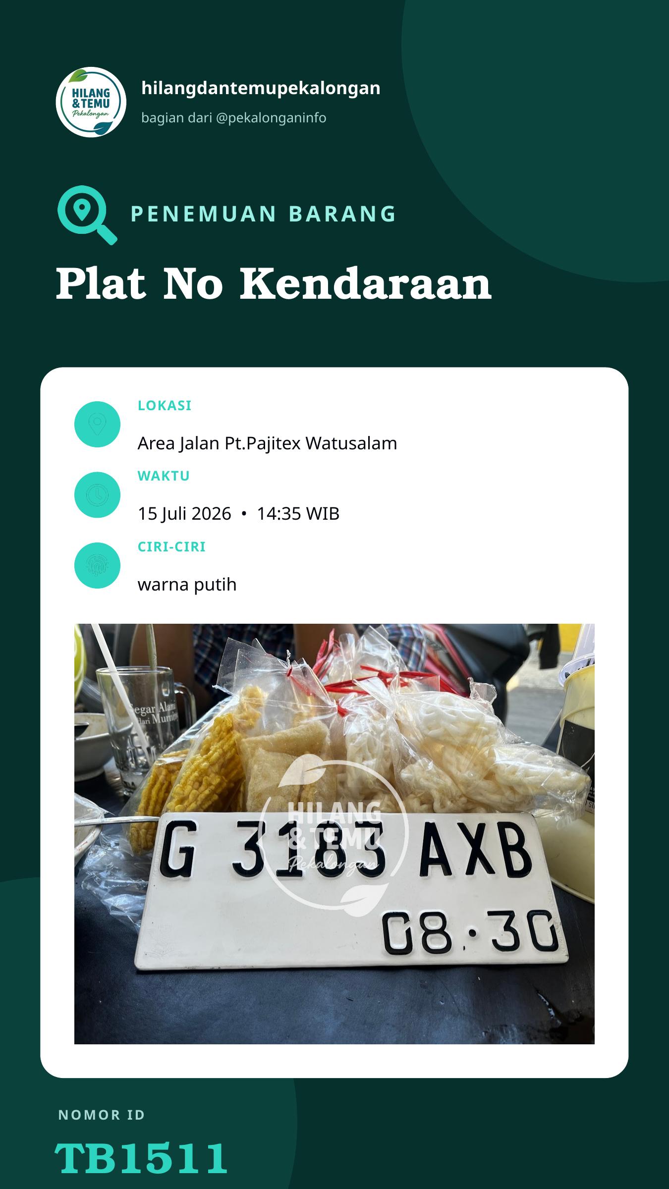 Story 9:16 laporan Plat No Kendaraan