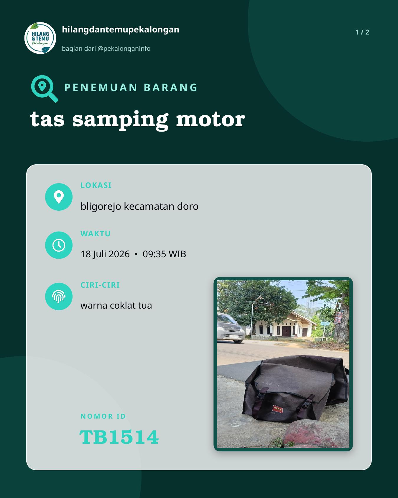 Slide laporan tas samping motor (TB1514)