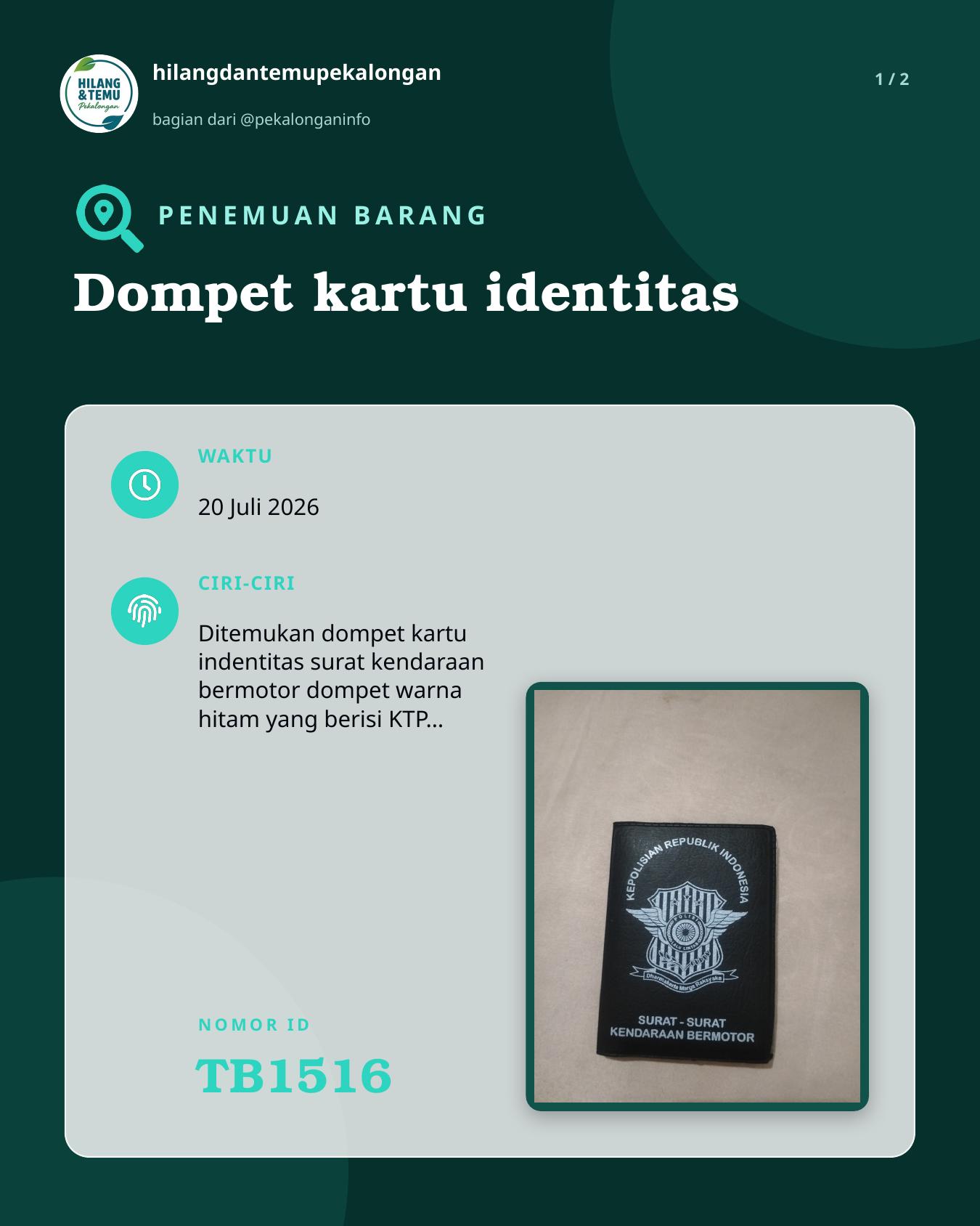 Slide laporan Dompet kartu identitas (TB1516)