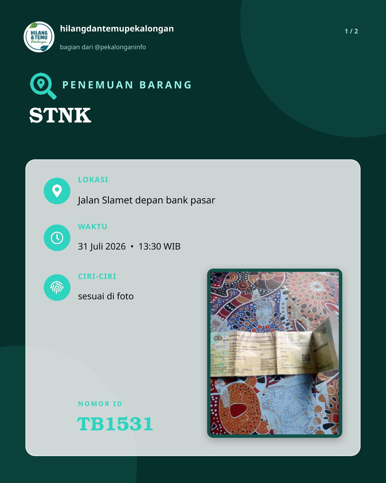 Slide laporan STNK (TB1531)