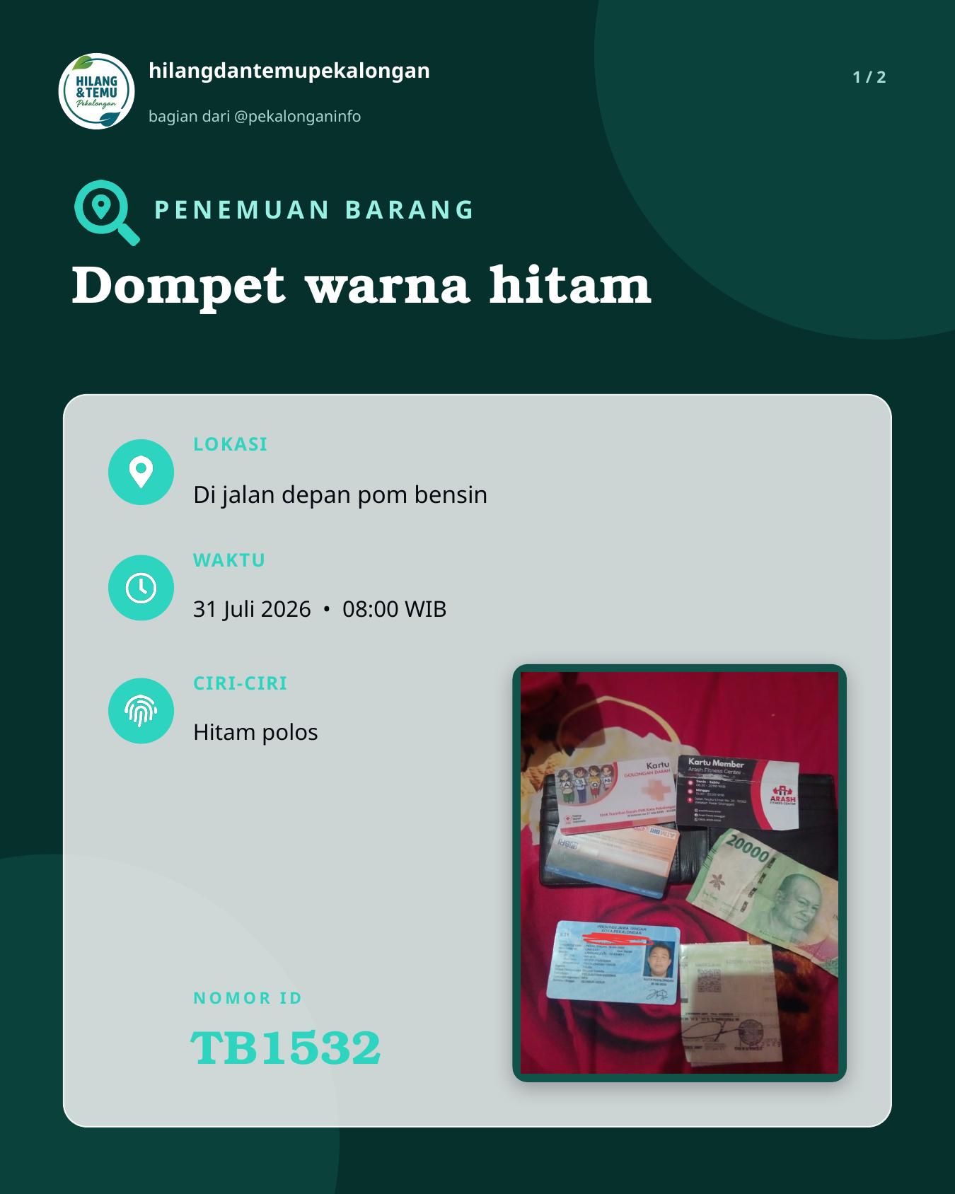 Slide laporan Dompet warna hitam (TB1532)