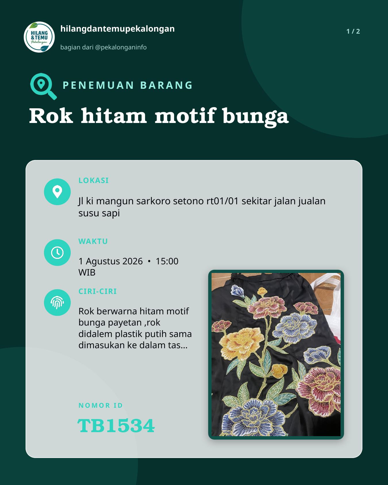 Slide laporan Rok hitam motif bunga (TB1534)