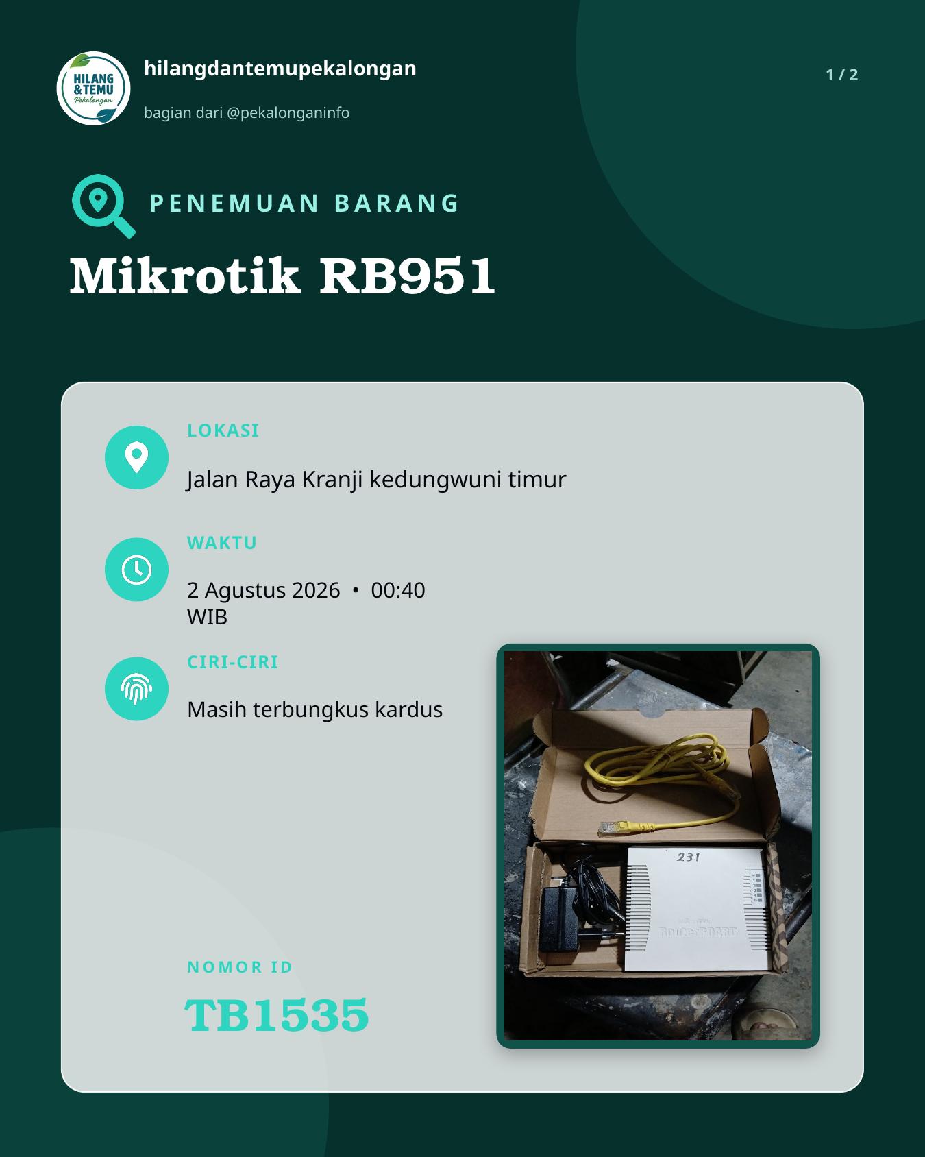 Slide laporan Mikrotik RB951 (TB1535)