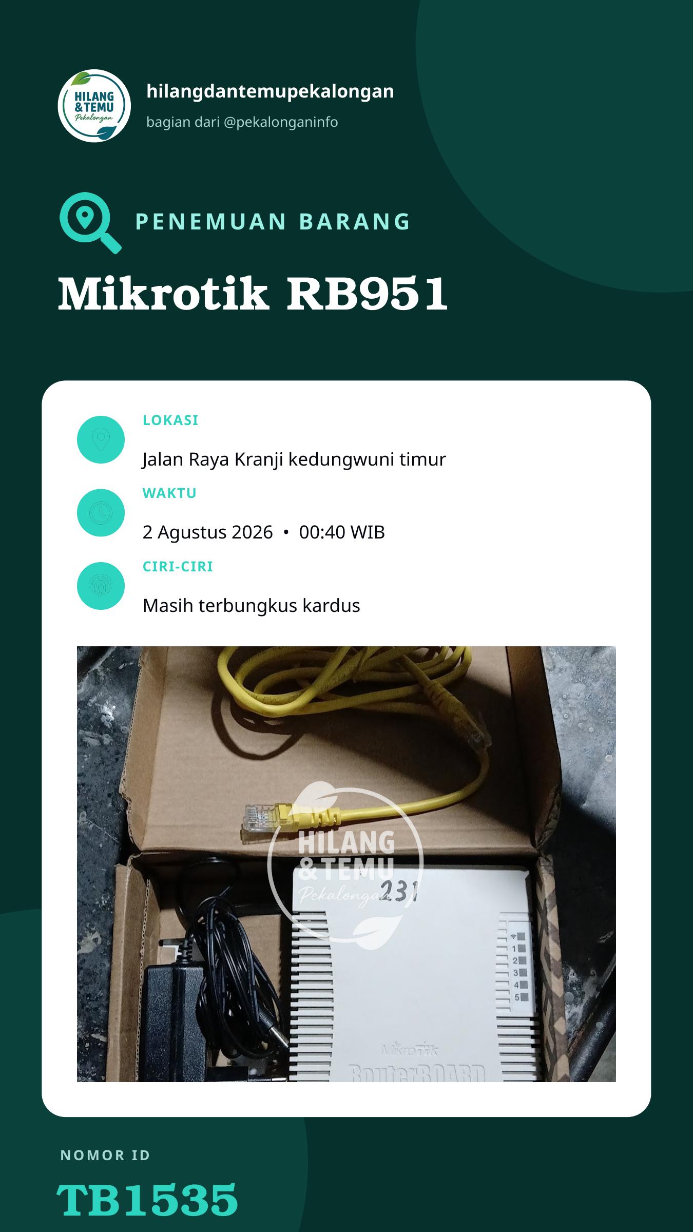 Story 9:16 laporan Mikrotik RB951