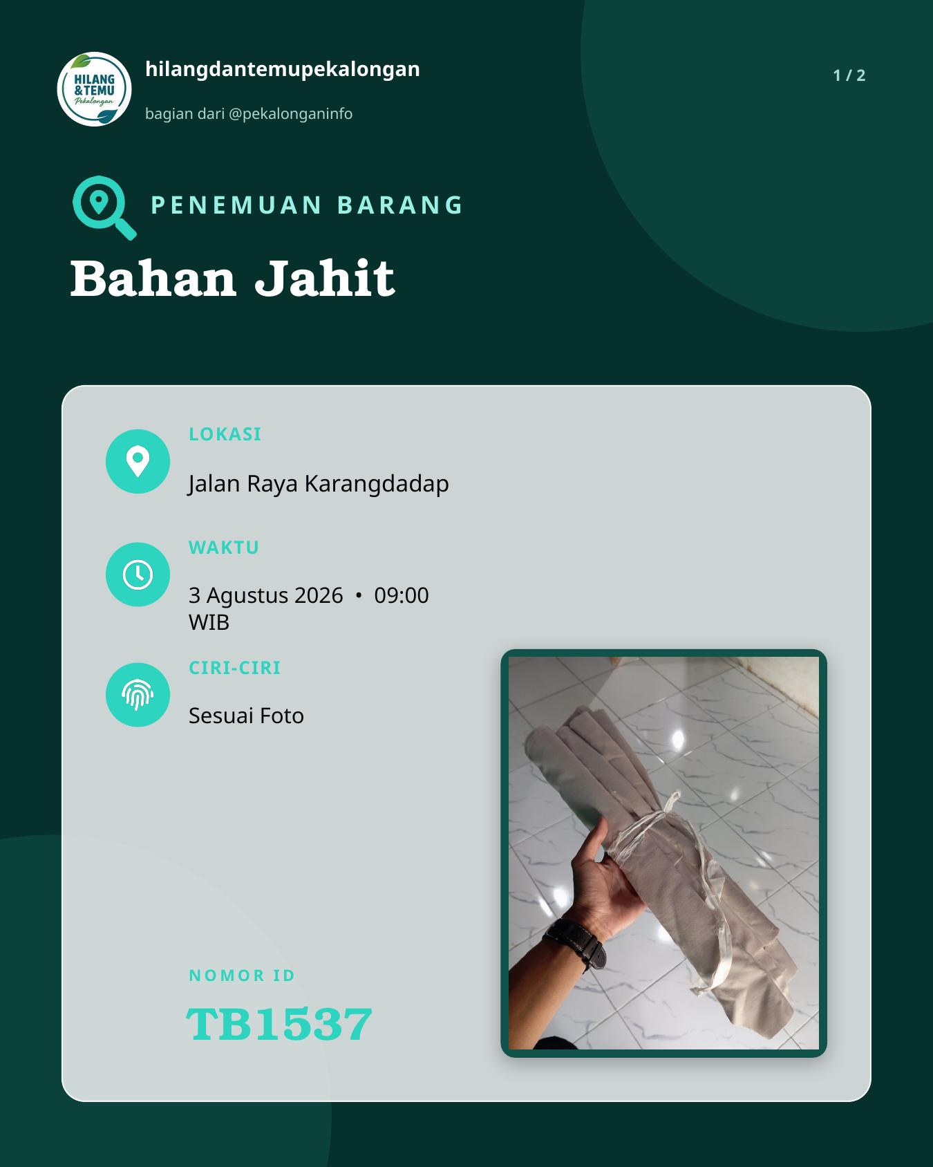 Slide laporan Bahan Jahit (TB1537)