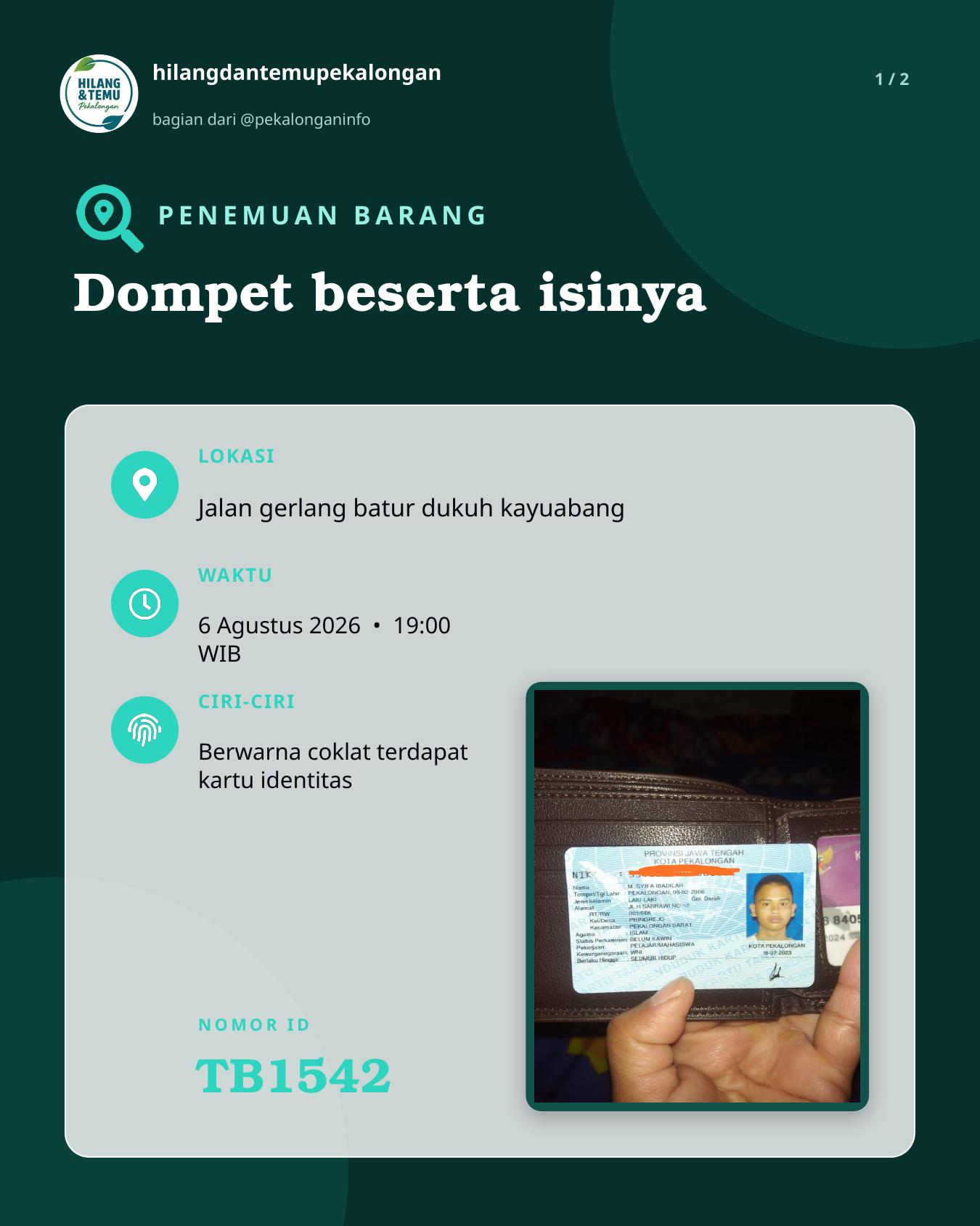 Slide laporan Dompet beserta isinya (TB1542)