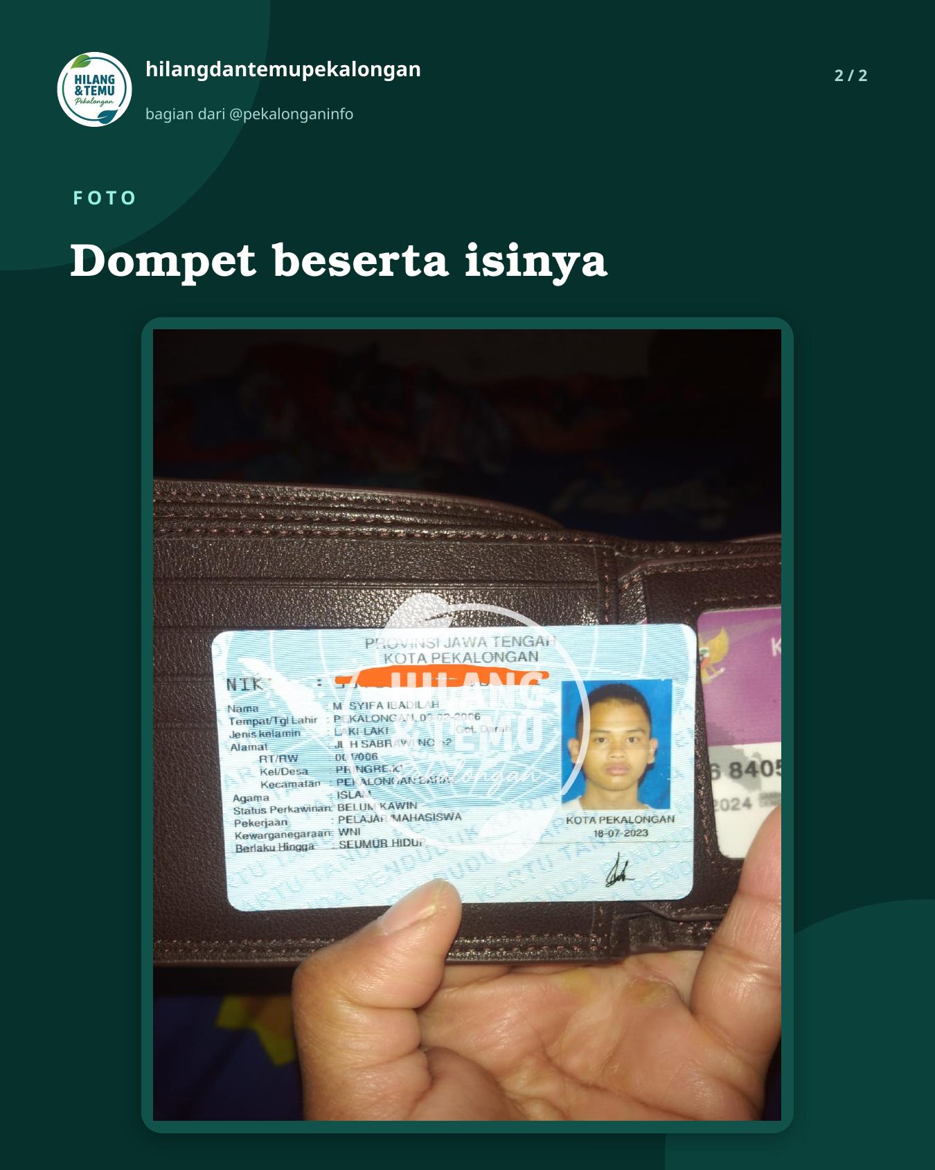 Slide 2 laporan Dompet beserta isinya