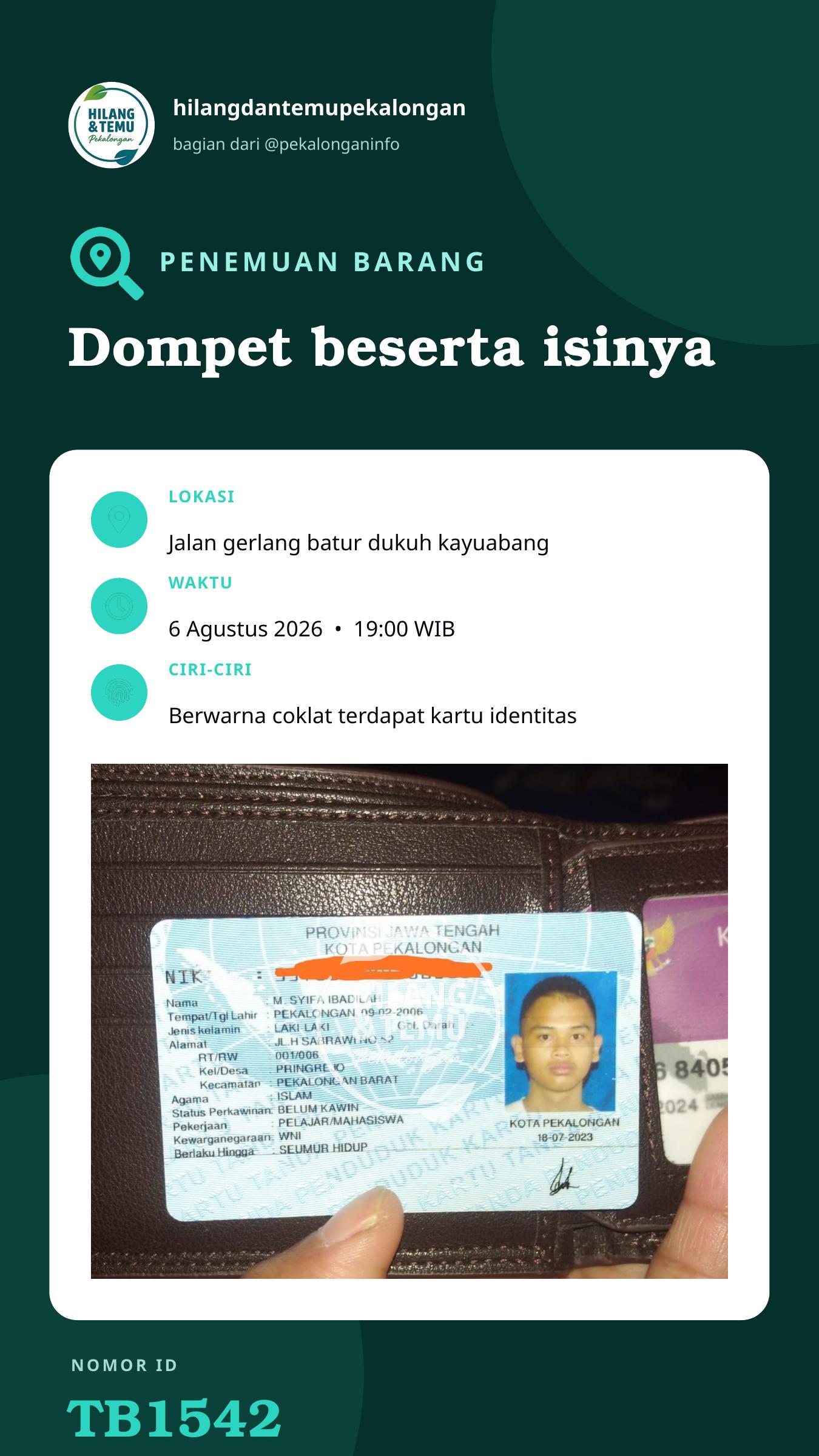 Story 9:16 laporan Dompet beserta isinya