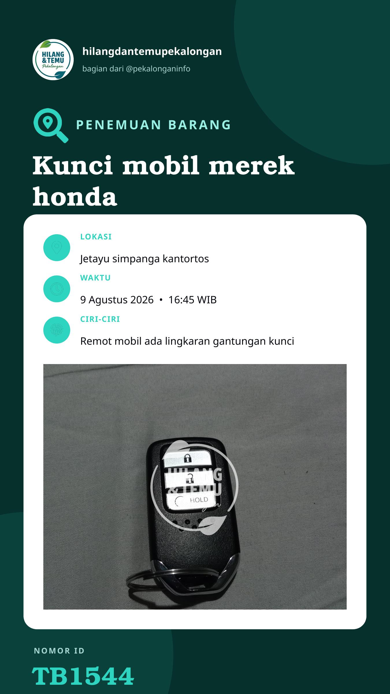 Story 9:16 laporan Kunci mobil merek honda
