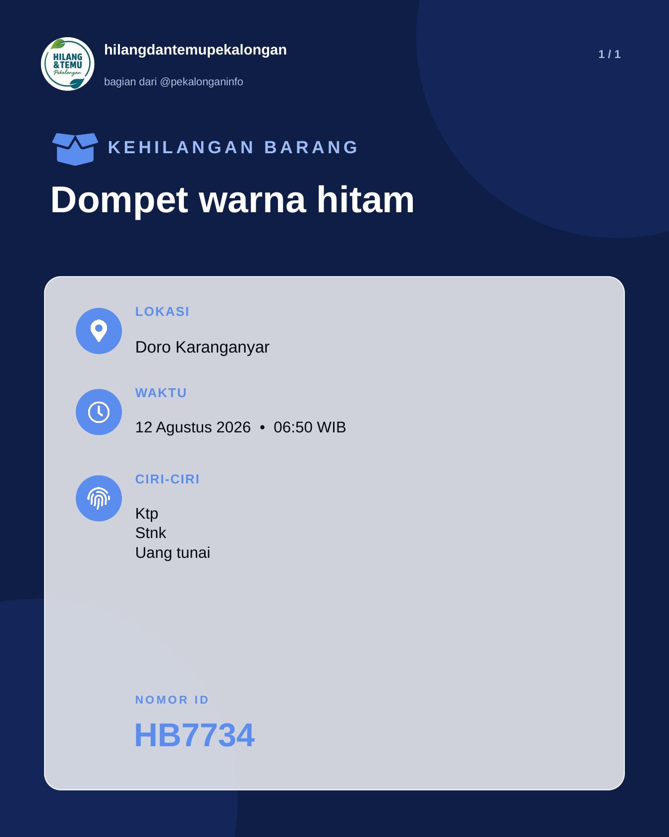 Slide laporan Dompet warna hitam (HB7734)