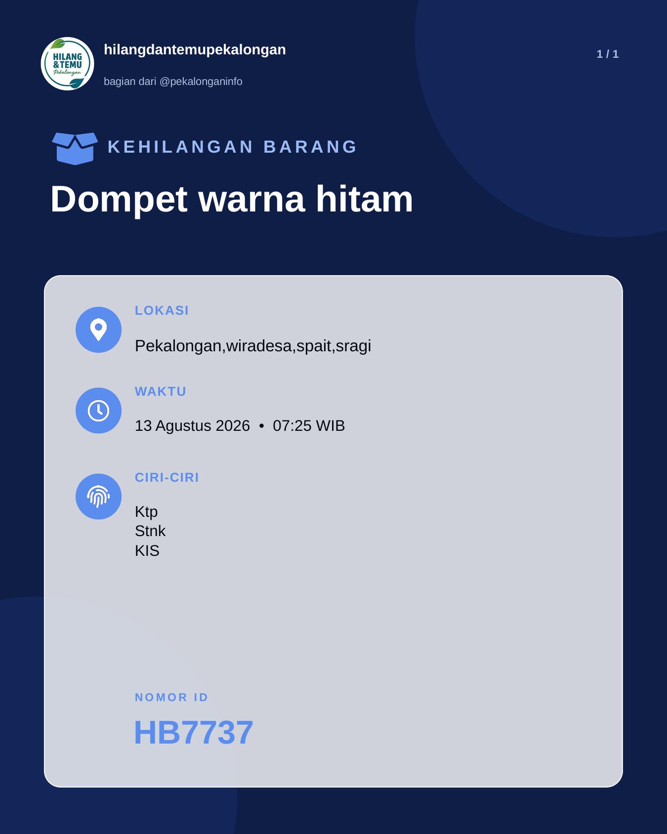 Slide laporan Dompet warna hitam (HB7737)
