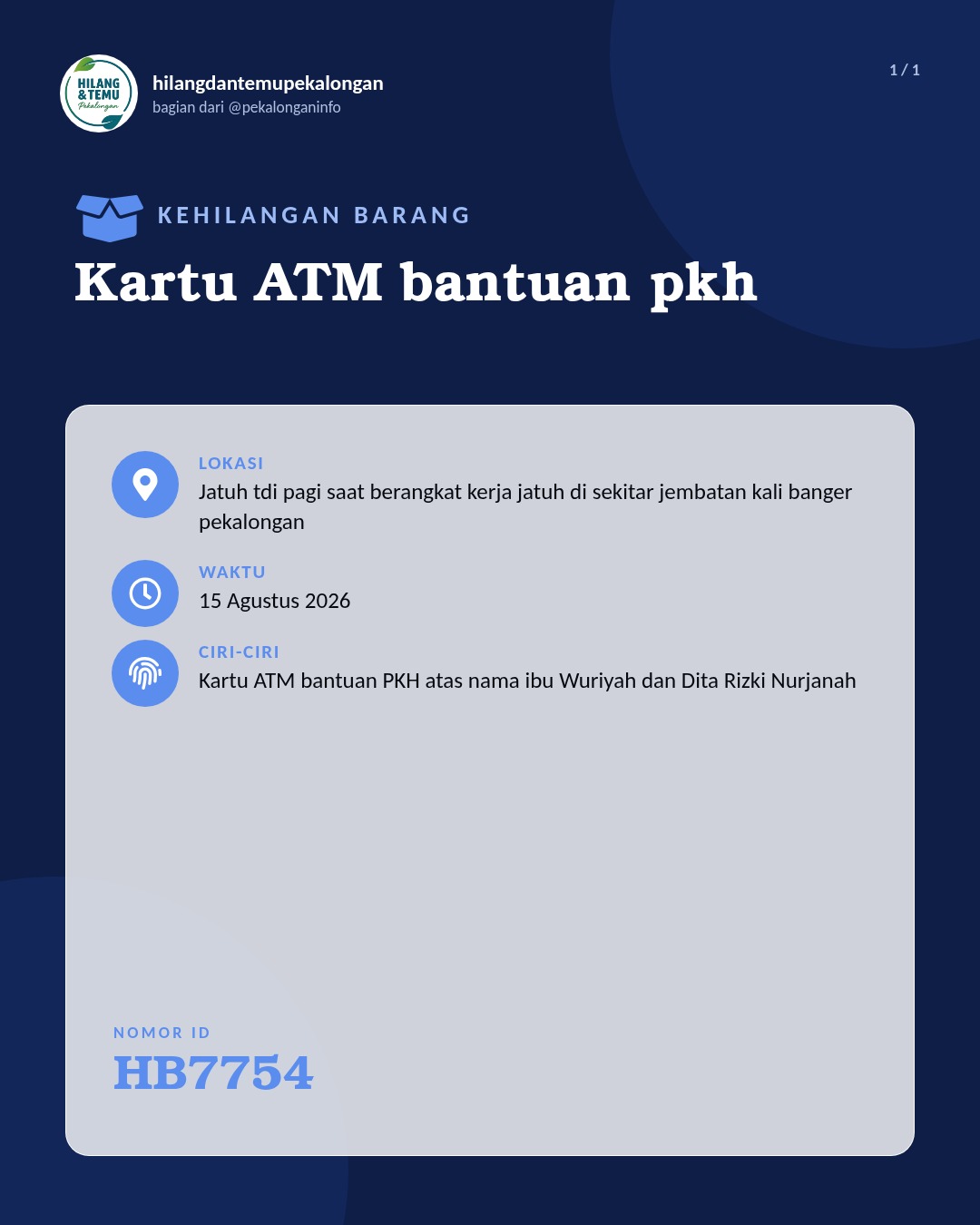 Slide laporan Kartu ATM bantuan pkh (HB7754)