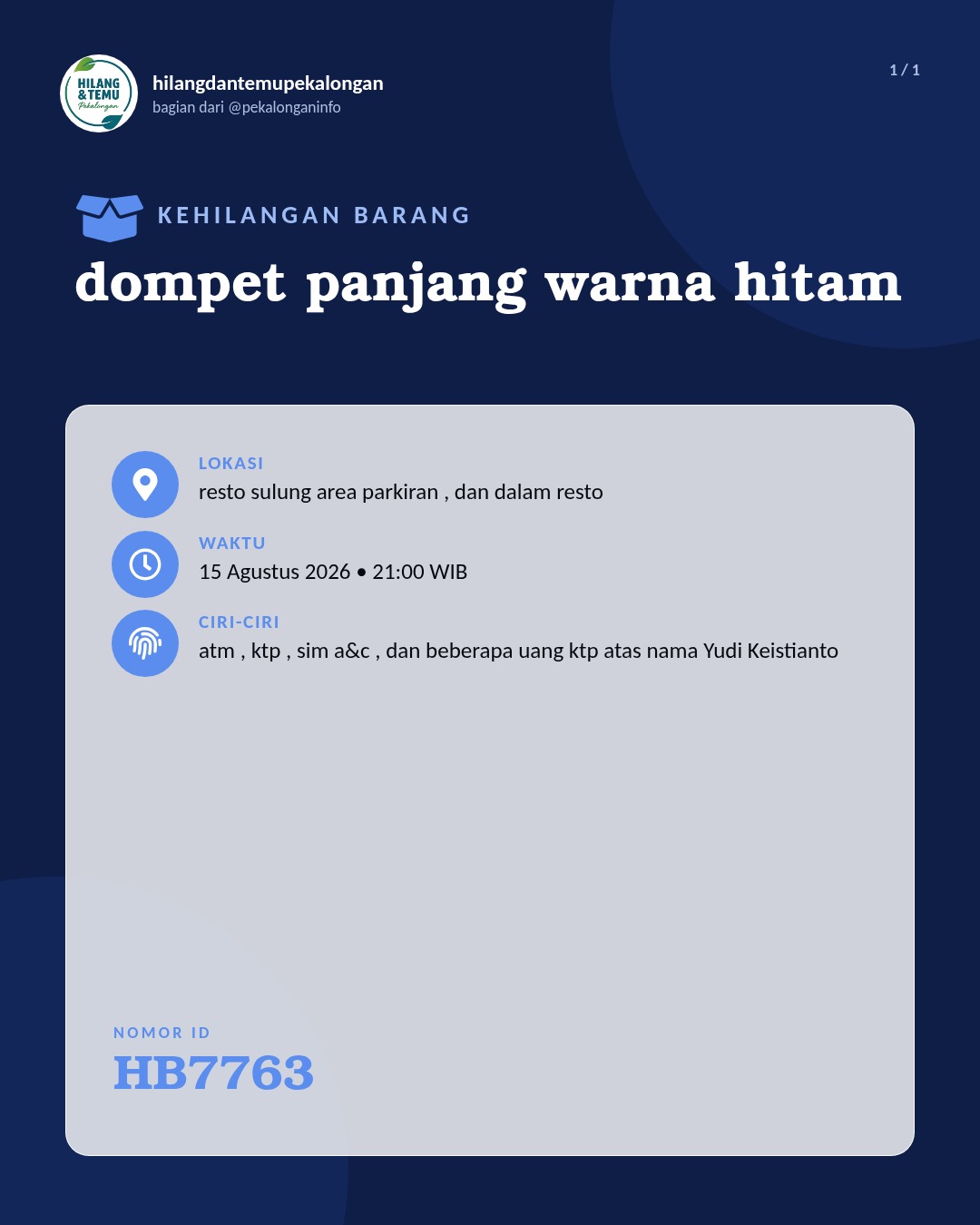 Slide laporan dompet panjang warna hitam (HB7763)