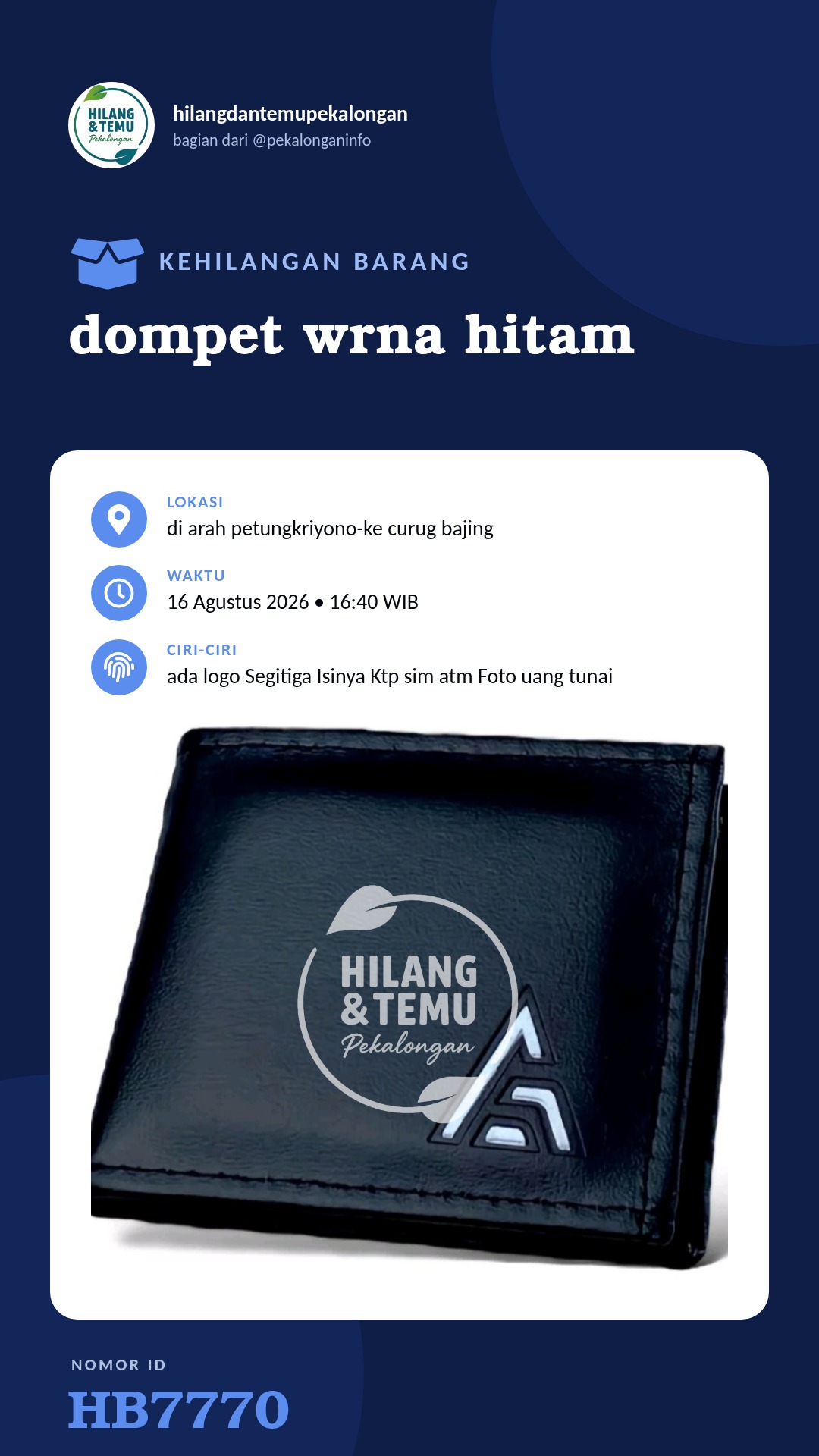 Story 9:16 laporan dompet wrna hitam