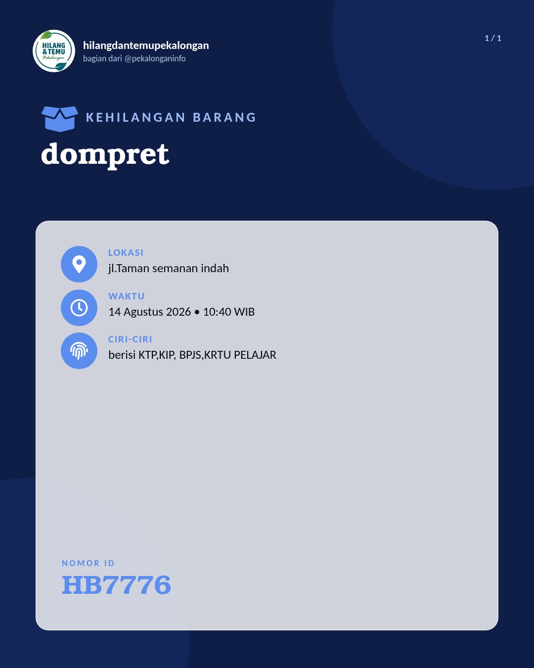 Slide laporan dompret (HB7776)
