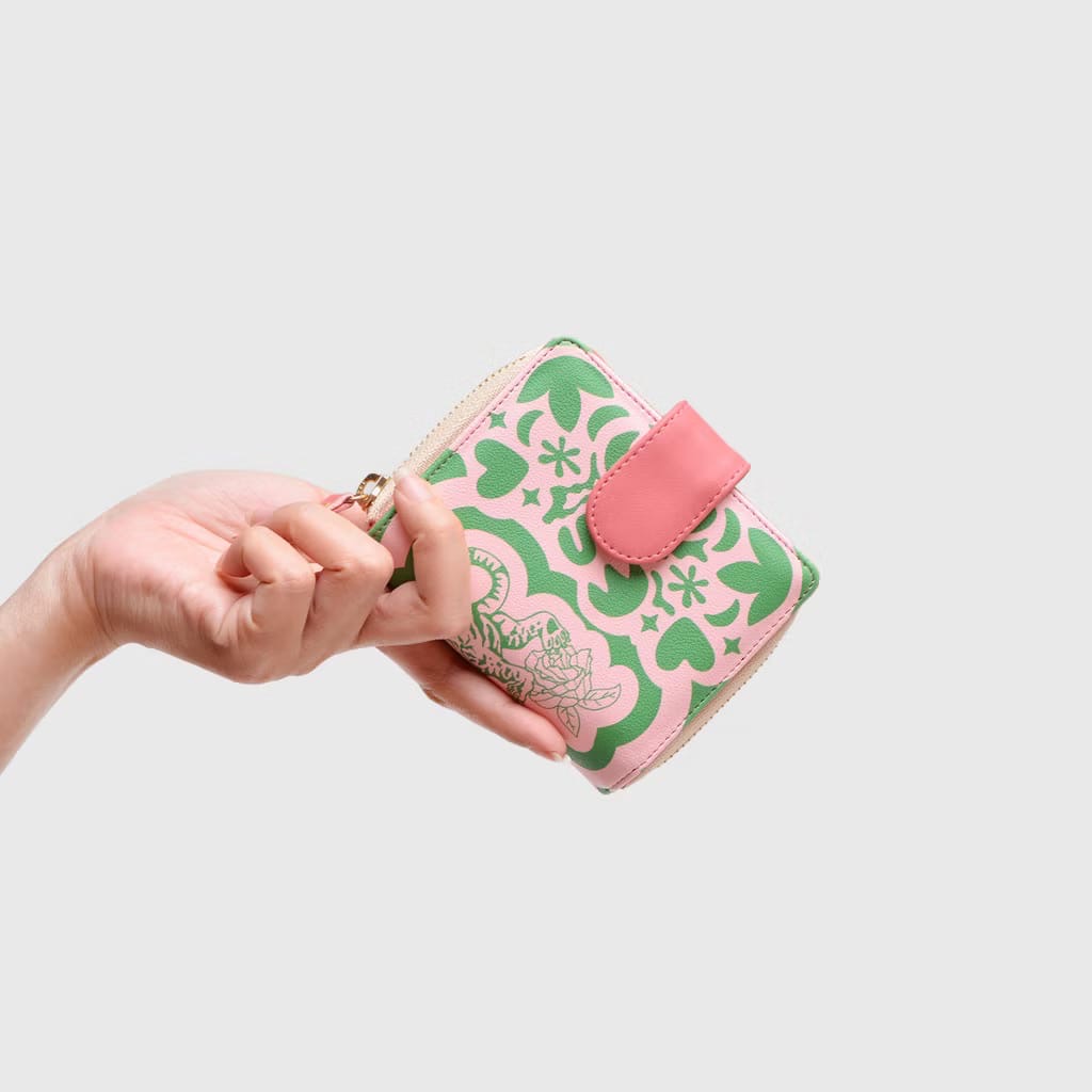 Foto laporan Dompet motif macan warna pink hijau muda (HB7790)