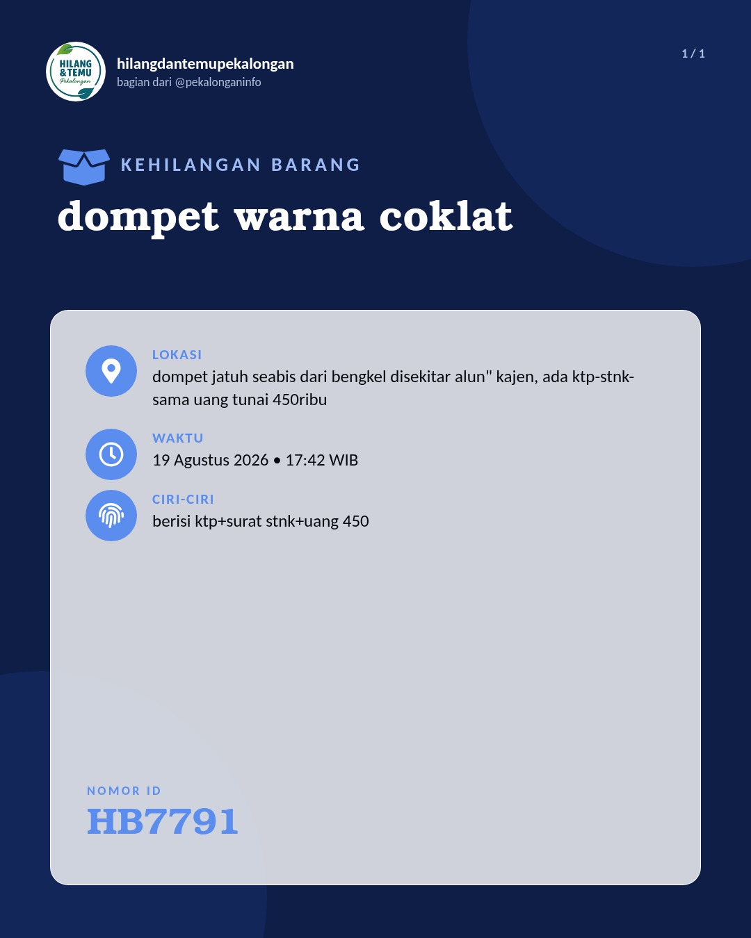 Slide laporan dompet warna coklat (HB7791)