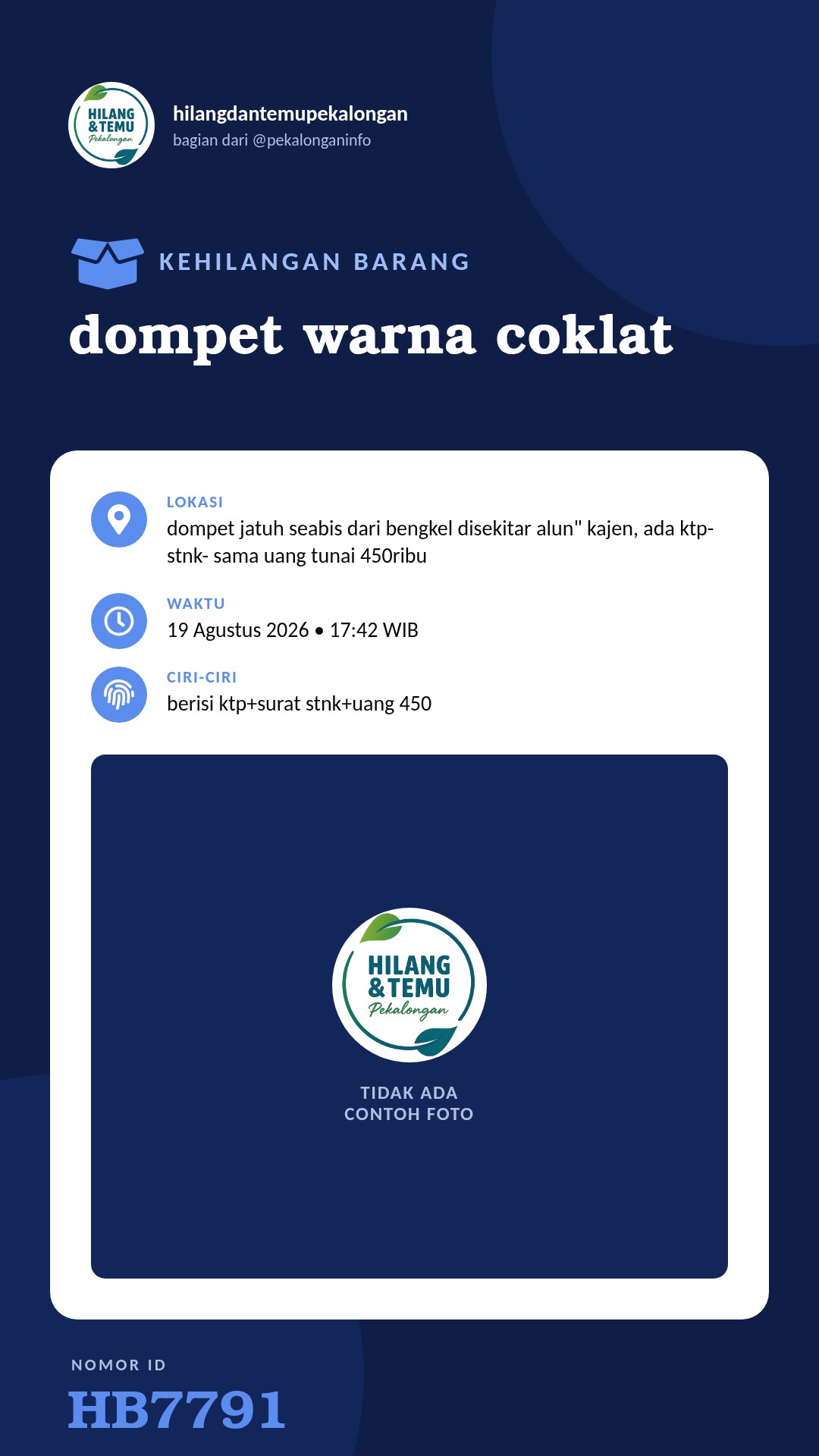 Story 9:16 laporan dompet warna coklat