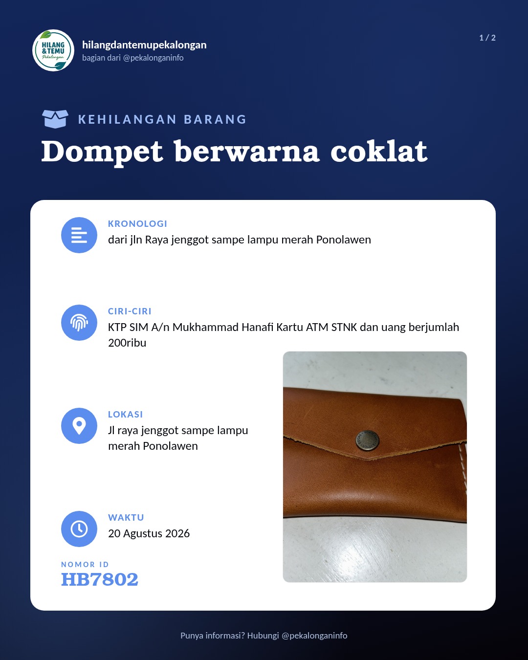 Slide 1 laporan Dompet berwarna coklat