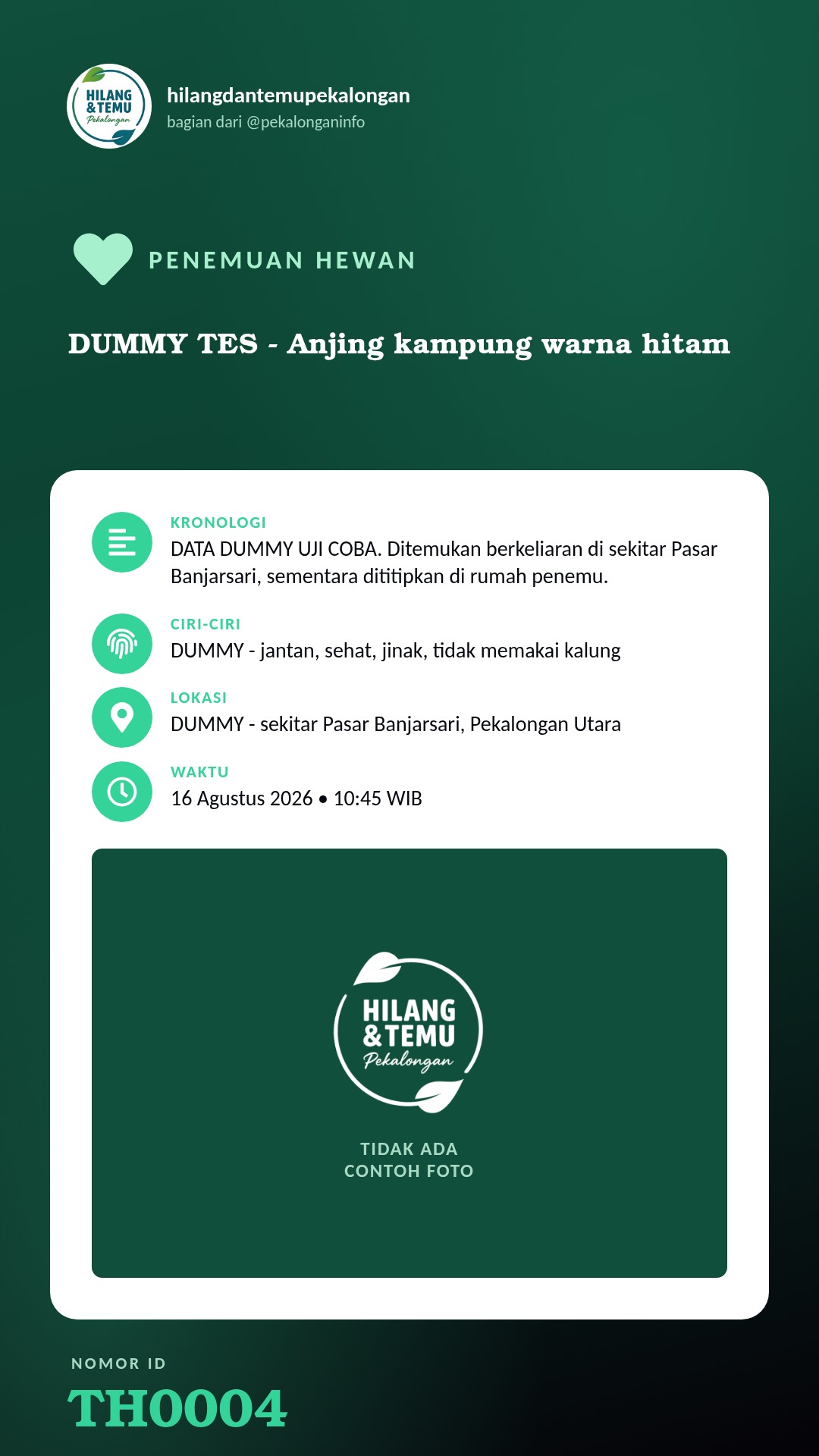 Story 9:16 laporan DUMMY TES - Anjing kampung warna hitam