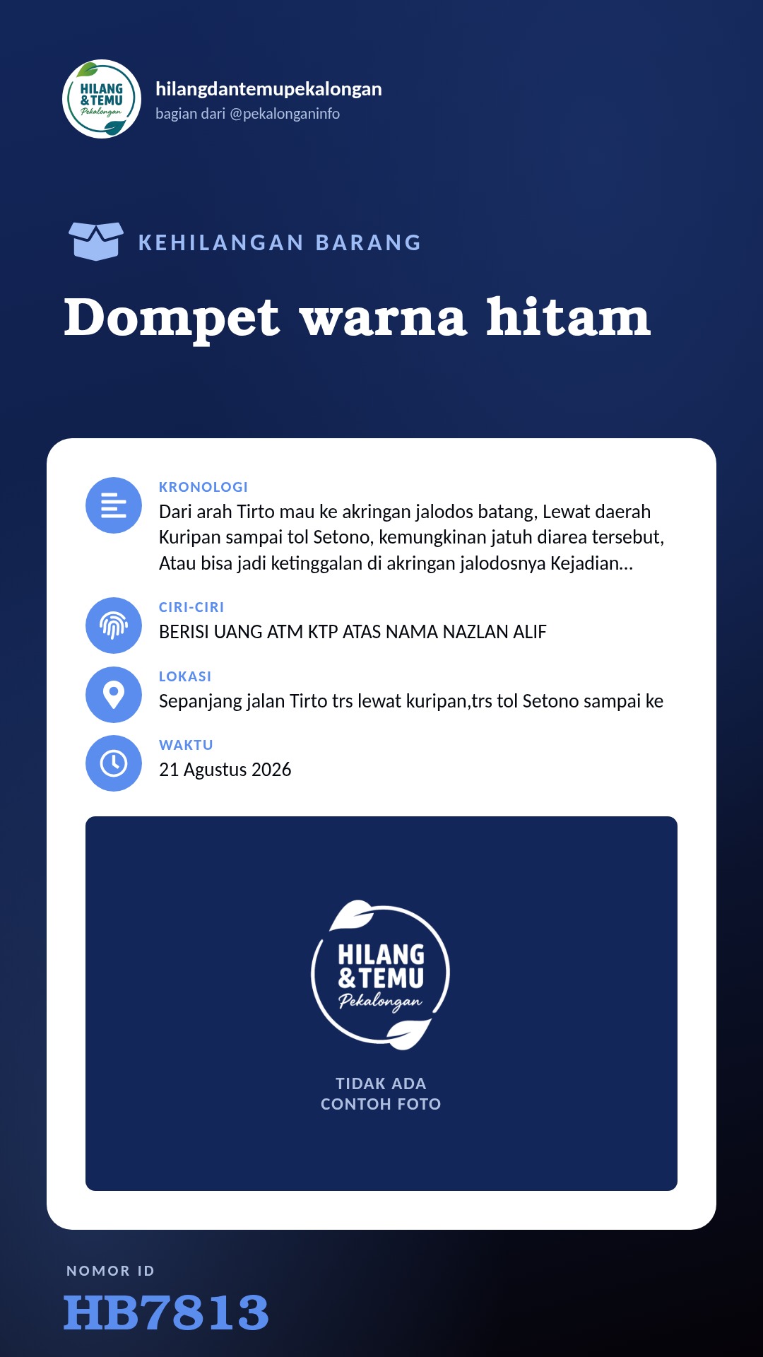 Story 9:16 laporan Dompet warna hitam