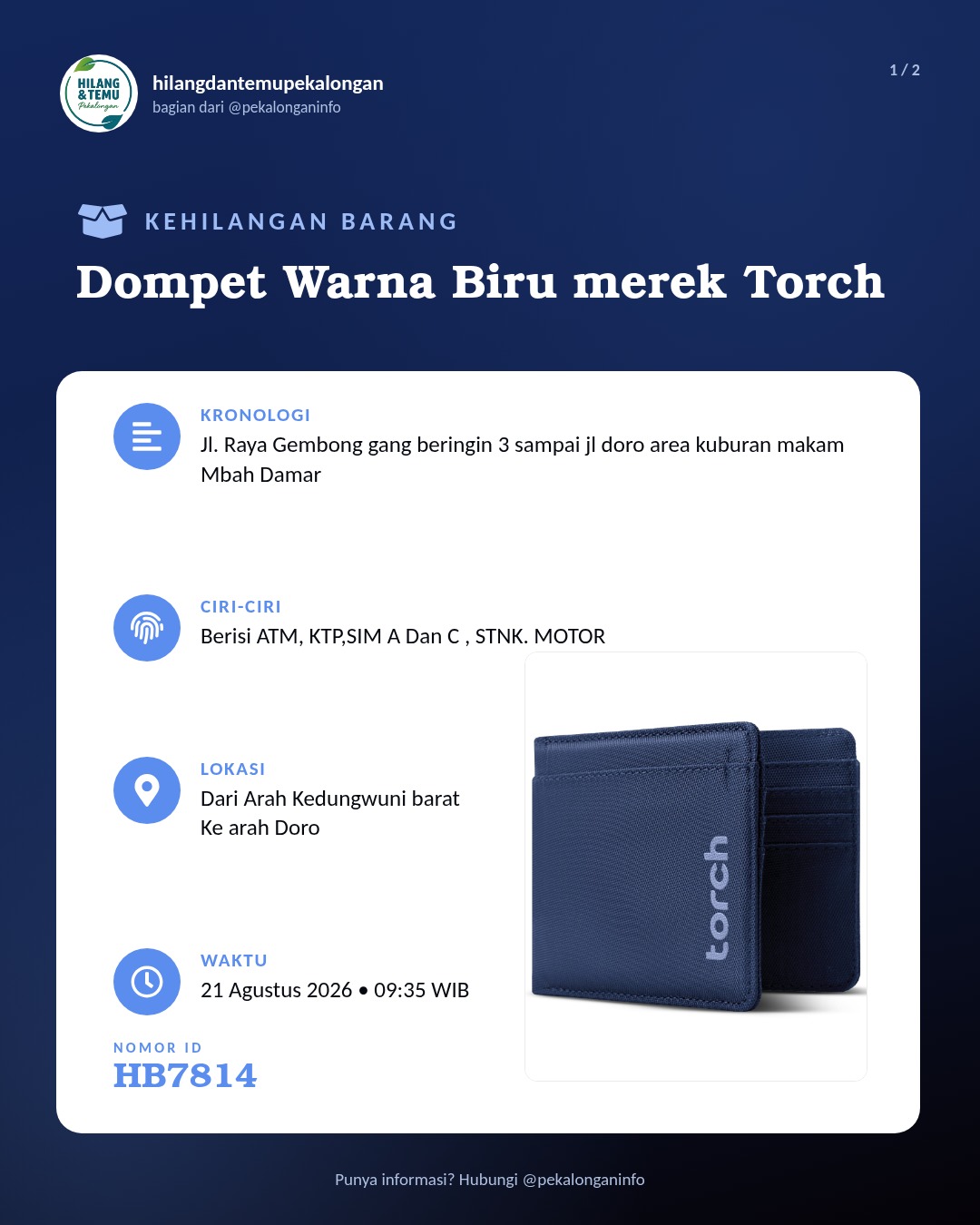 Slide 1 laporan Dompet Warna Biru merek Torch