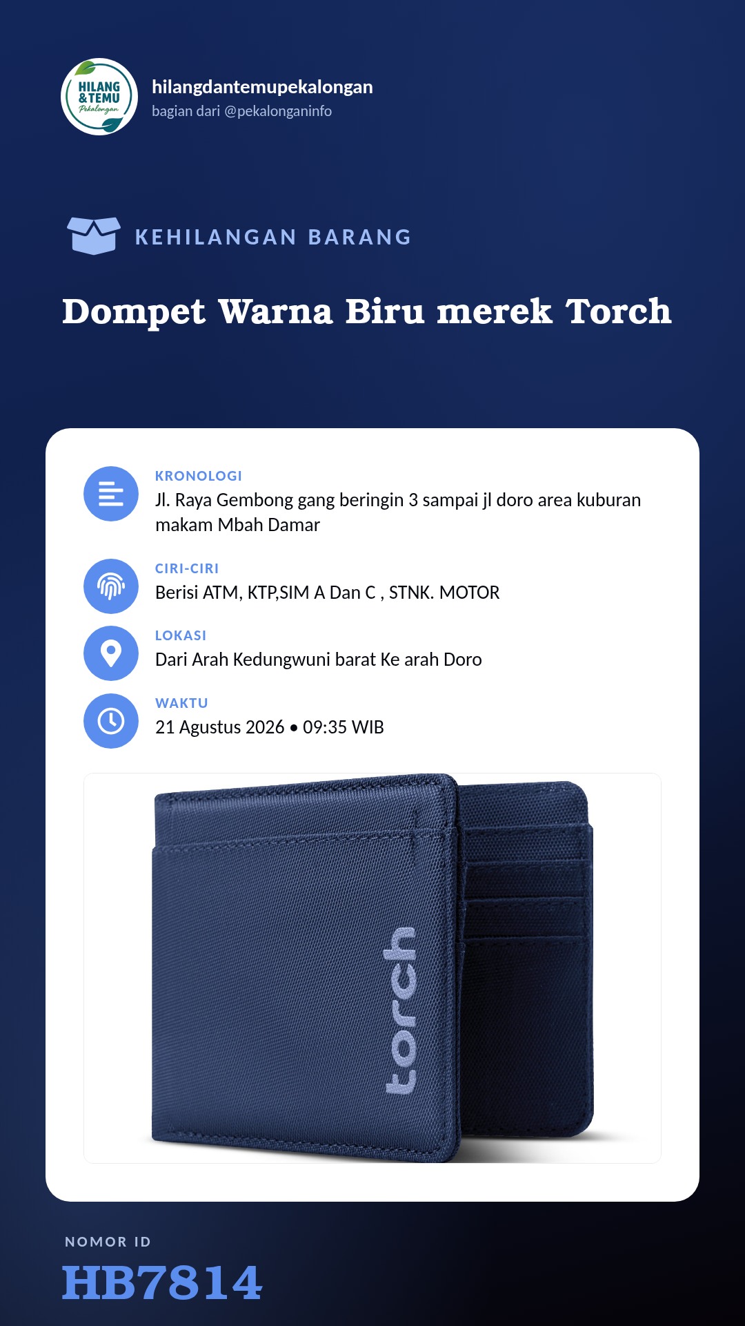 Story 9:16 laporan Dompet Warna Biru merek Torch