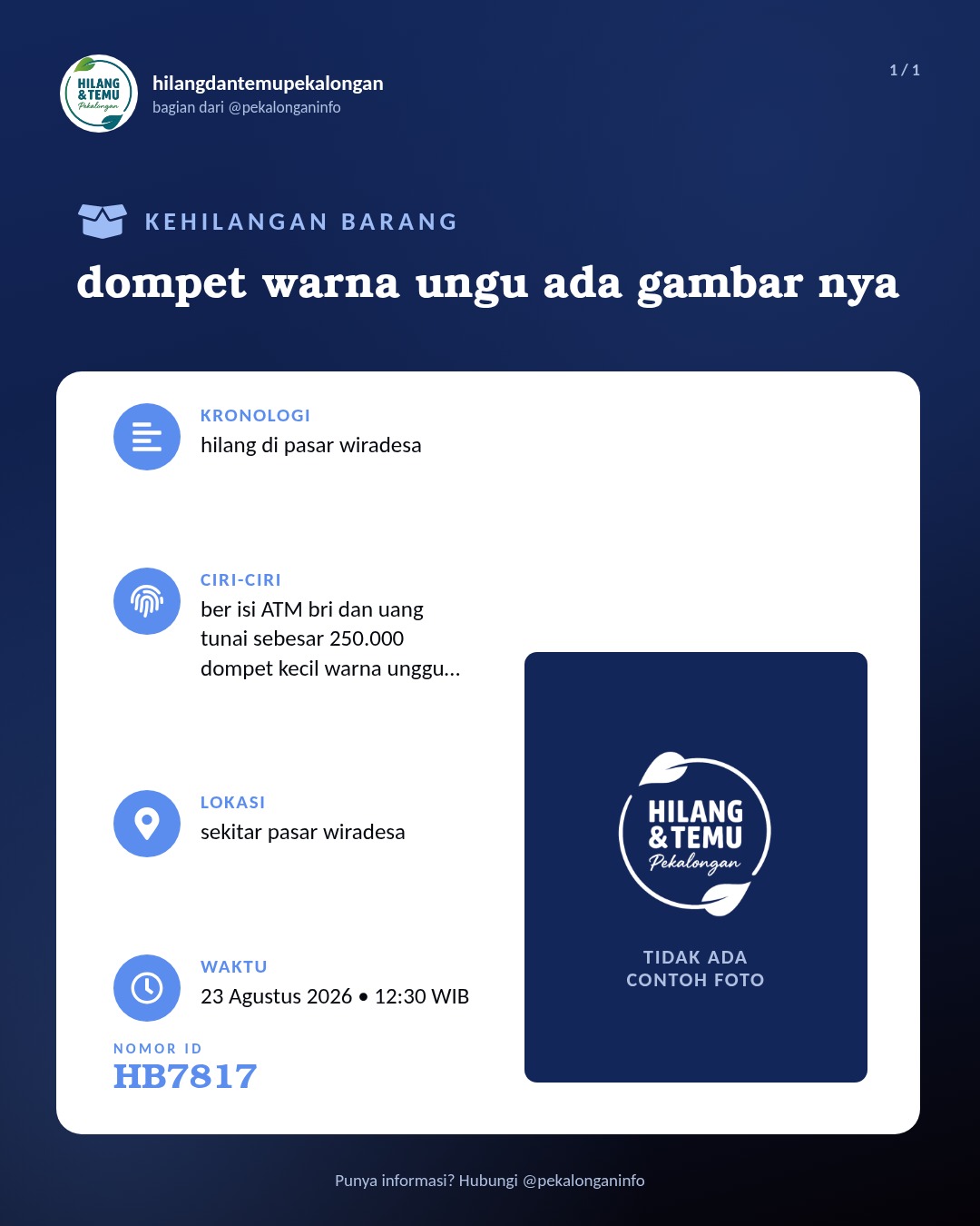 Slide laporan dompet warna ungu ada gambar nya (HB7817)