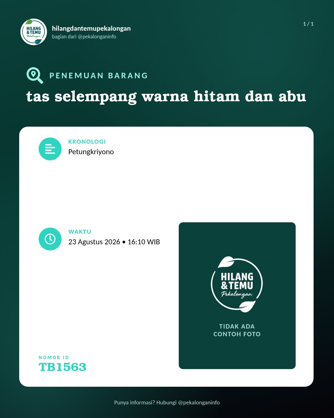 Slide laporan tas selempang warna hitam dan abu (TB1563)