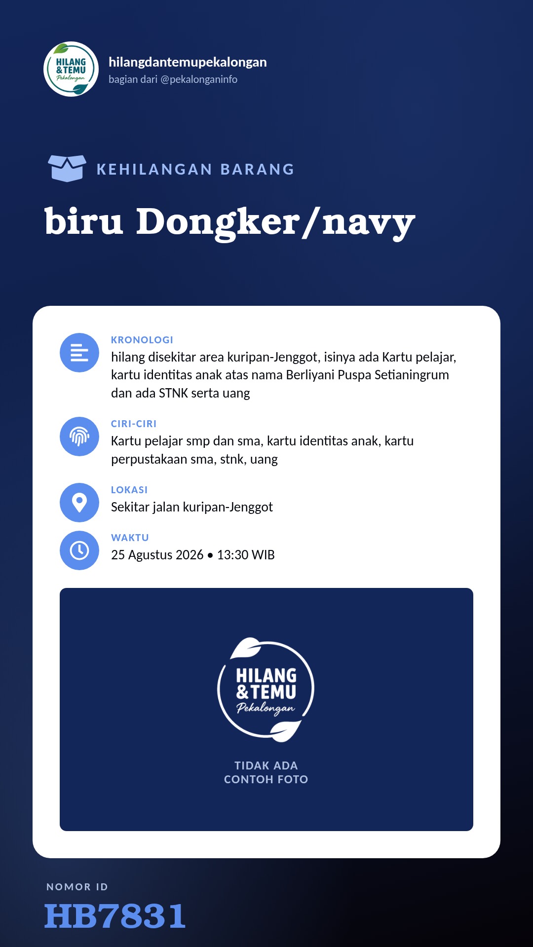 Story 9:16 laporan biru Dongker/navy